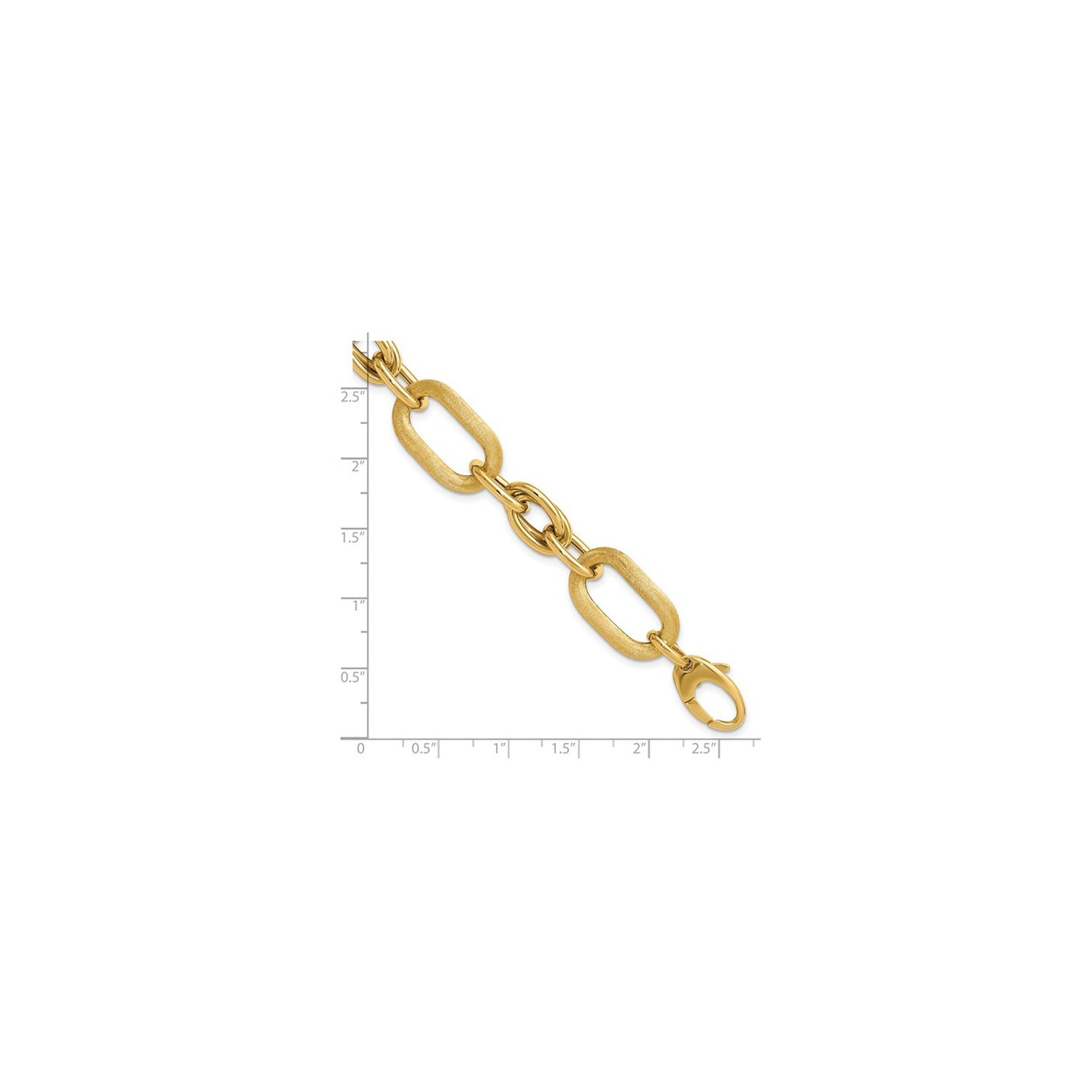 Bracelet femme à maillons en or jaune 14K ct satiné et poli