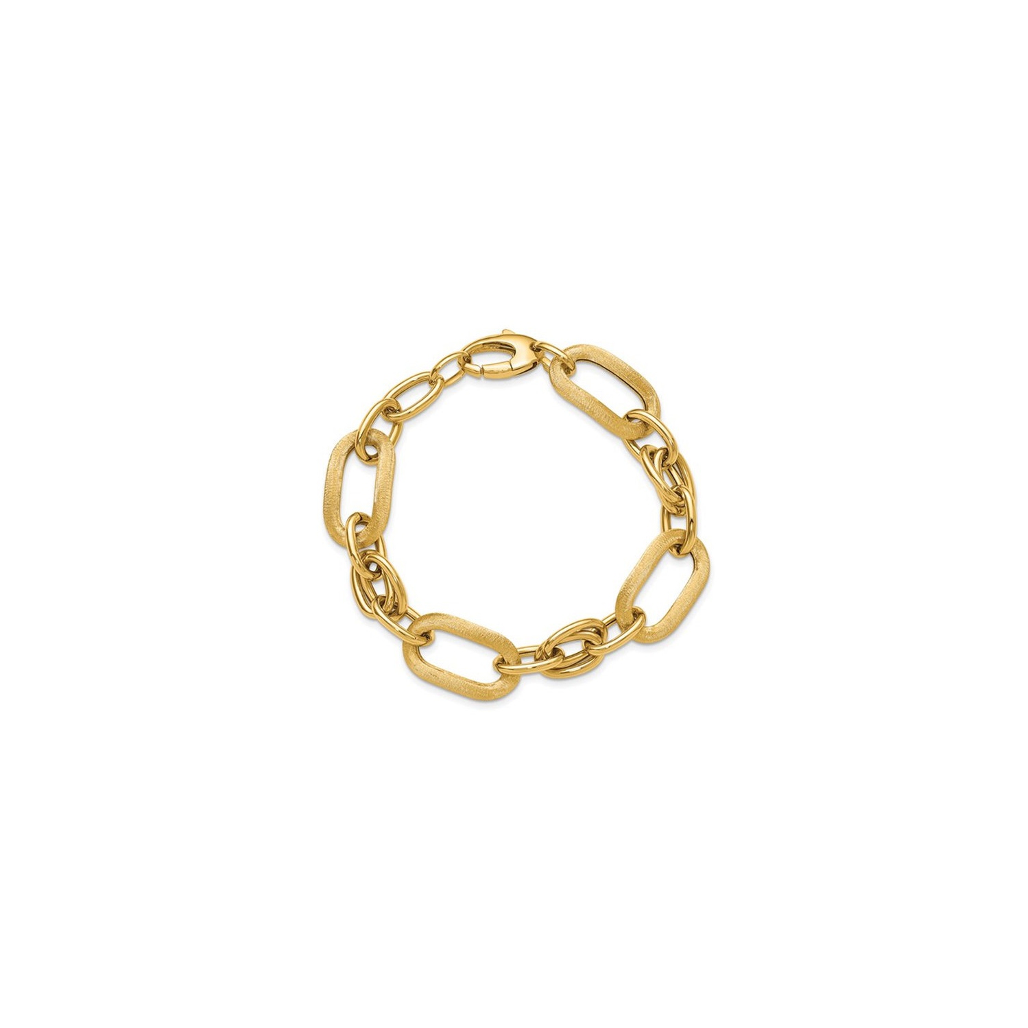Bracelet femme à maillons en or jaune 14K ct satiné et poli