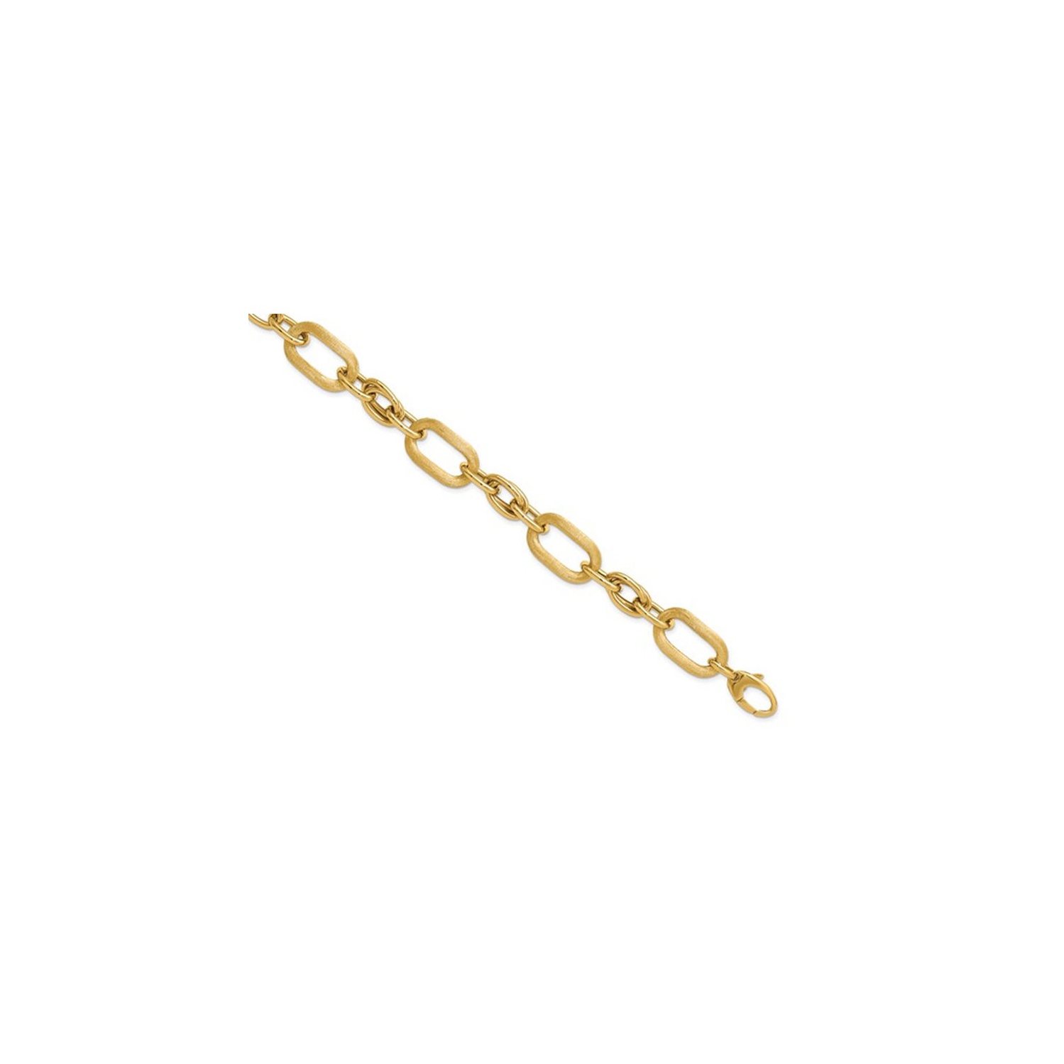 Bracelet femme à maillons en or jaune 14K ct satiné et poli