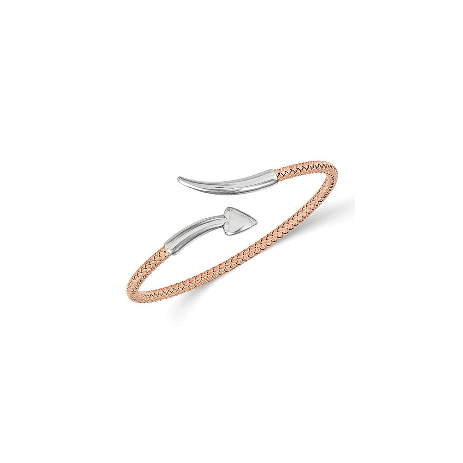 Bracelet rigide flexible en argent sterling plaqué rose