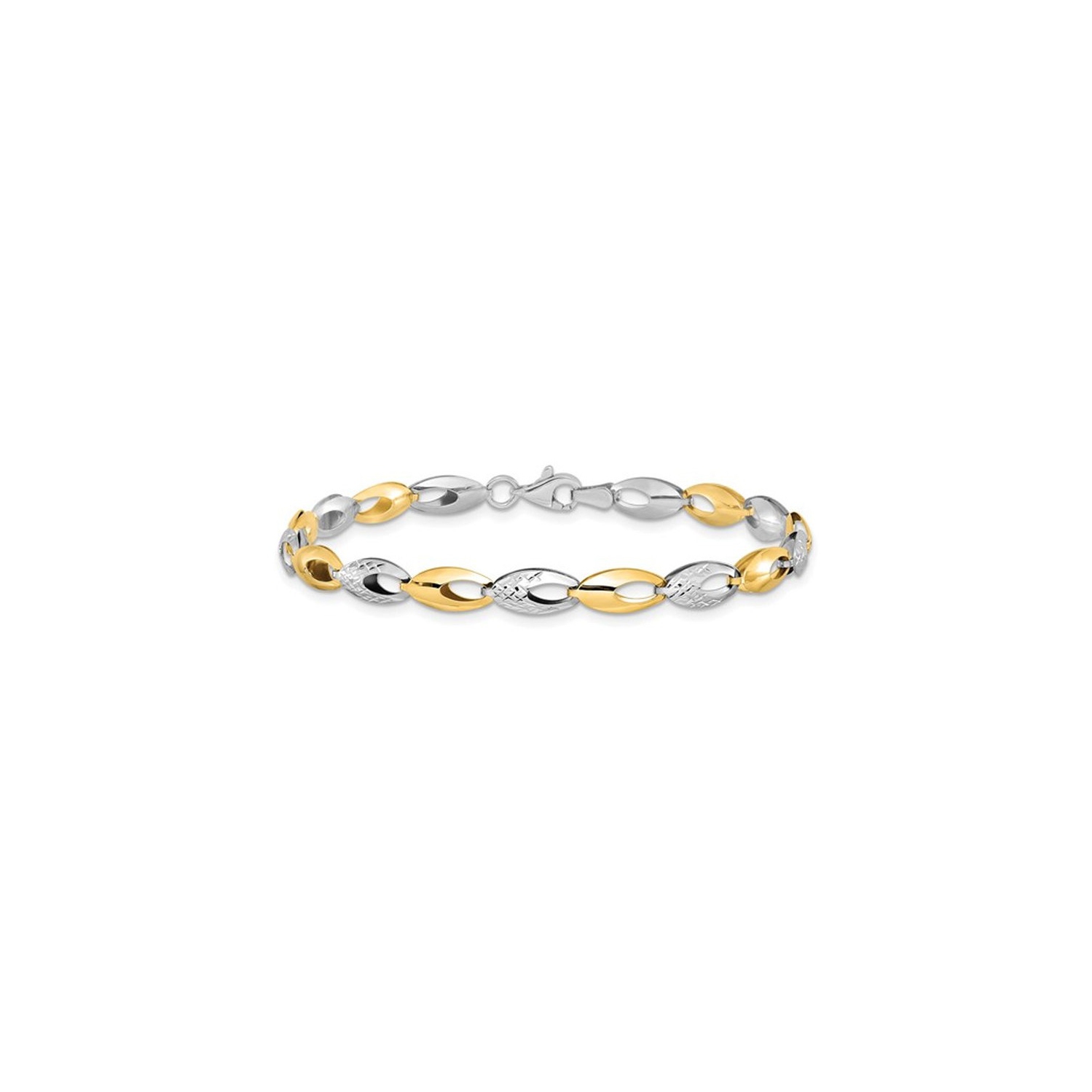 Ladies 14K Yellow and White Gold Two-tone Polished Link Bracelet