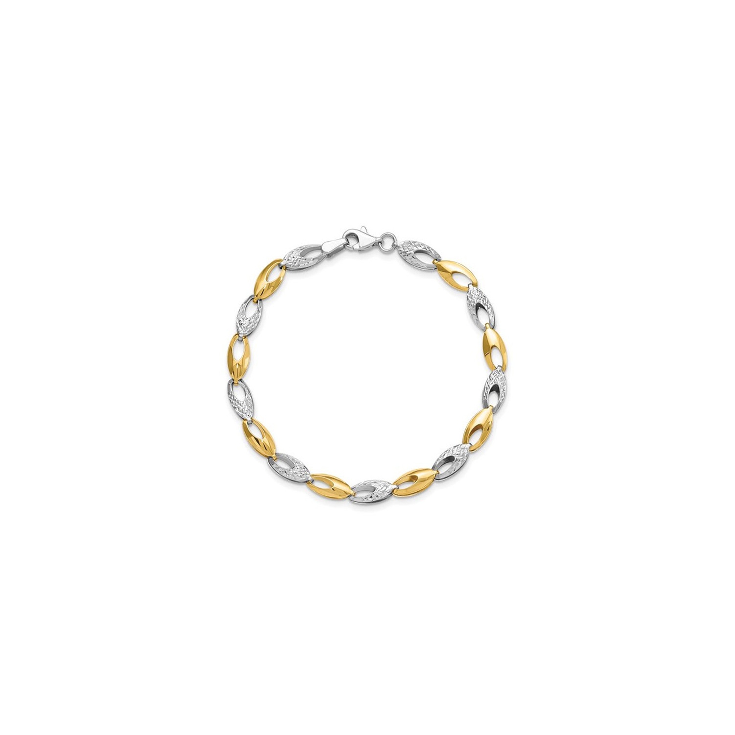 Ladies 14K Yellow and White Gold Two-tone Polished Link Bracelet