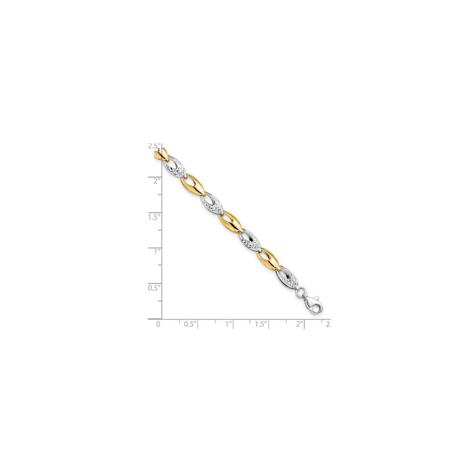 Ladies 14K Yellow and White Gold Two-tone Polished Link Bracelet