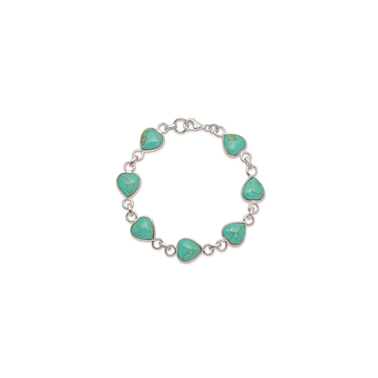 Bracelet turquoise en forme de coeur en argent sterling