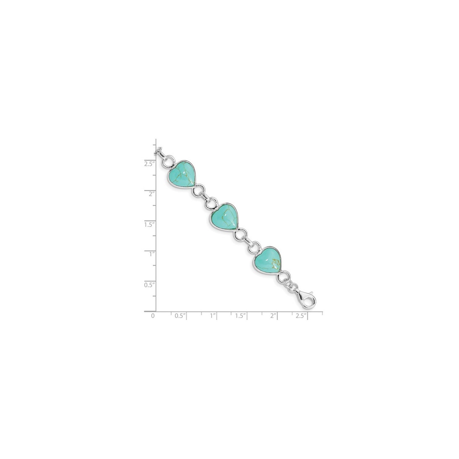 Bracelet turquoise en forme de coeur en argent sterling