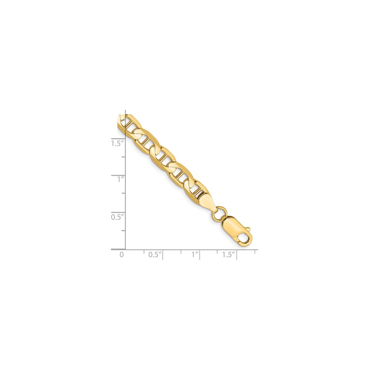 Bracelet à maillons concaves en or jaune 14K ct 6,25&nbsp;mm