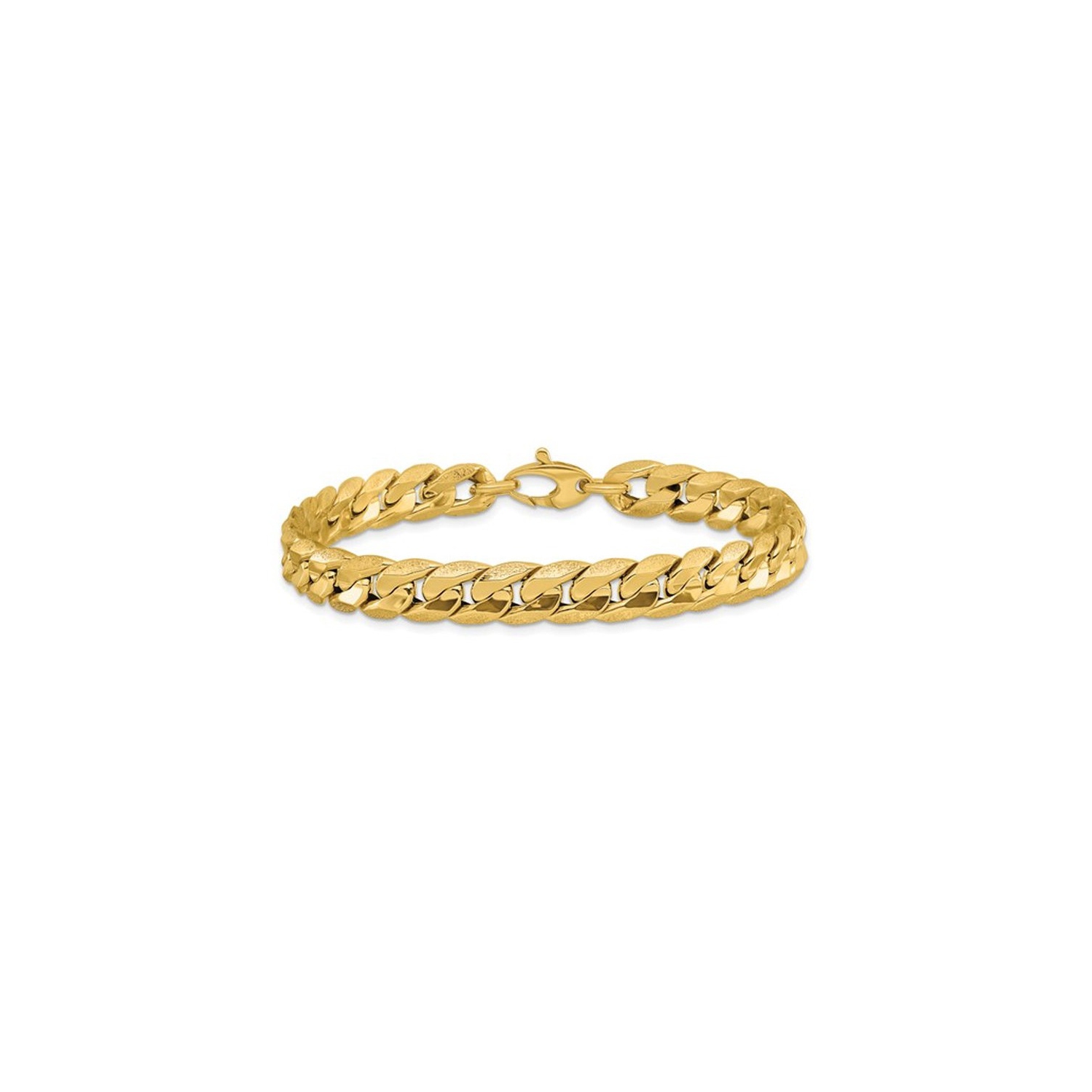 Bracelet homme à mailles gourmettes texturées en or jaune 14K ct