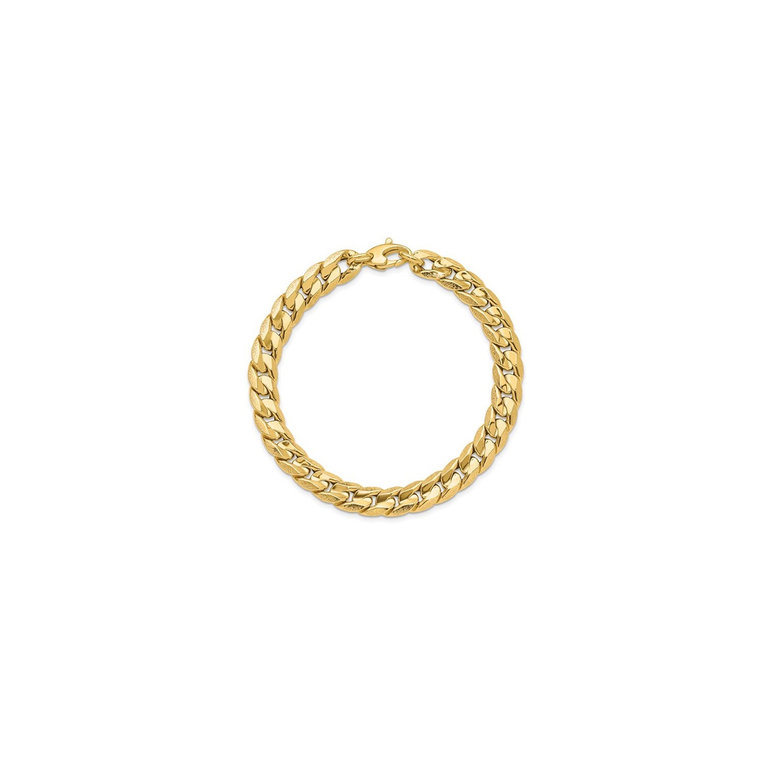 Bracelet homme à mailles gourmettes texturées en or jaune 14K ct