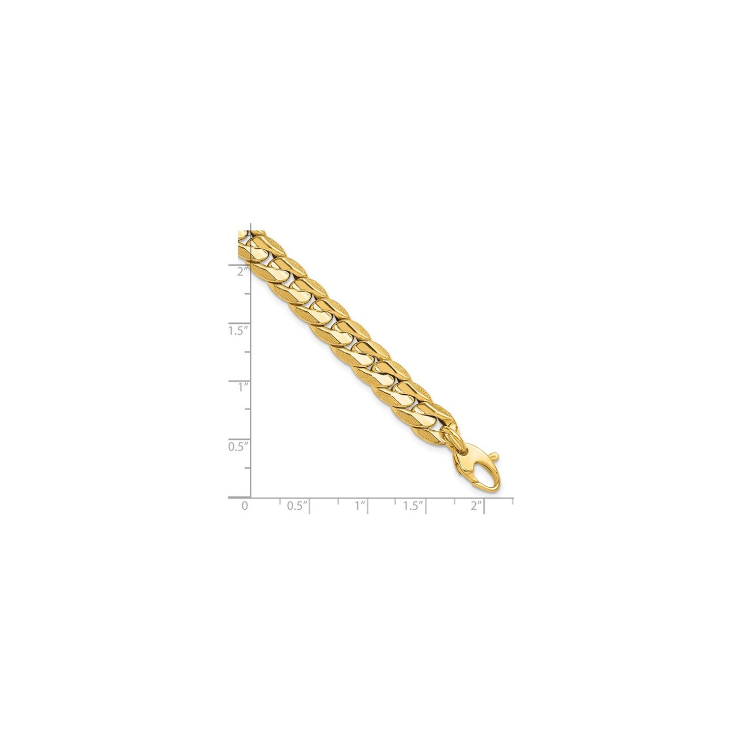 Bracelet homme à mailles gourmettes texturées en or jaune 14K ct