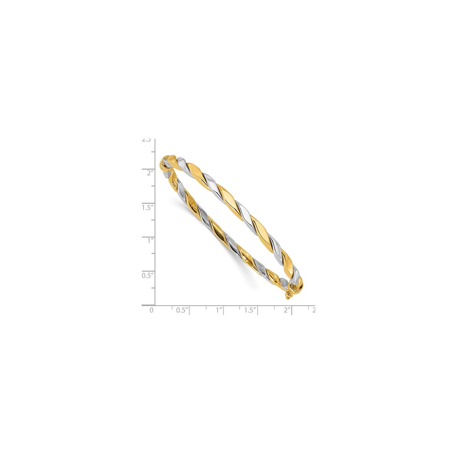 Bracelet torsadé à charnière en or jaune et blanc 14K ct poli