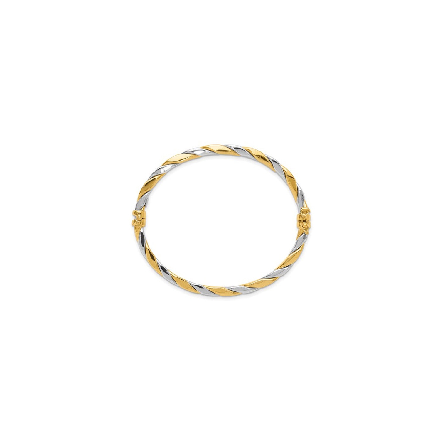 Bracelet torsadé à charnière en or jaune et blanc 14K ct poli