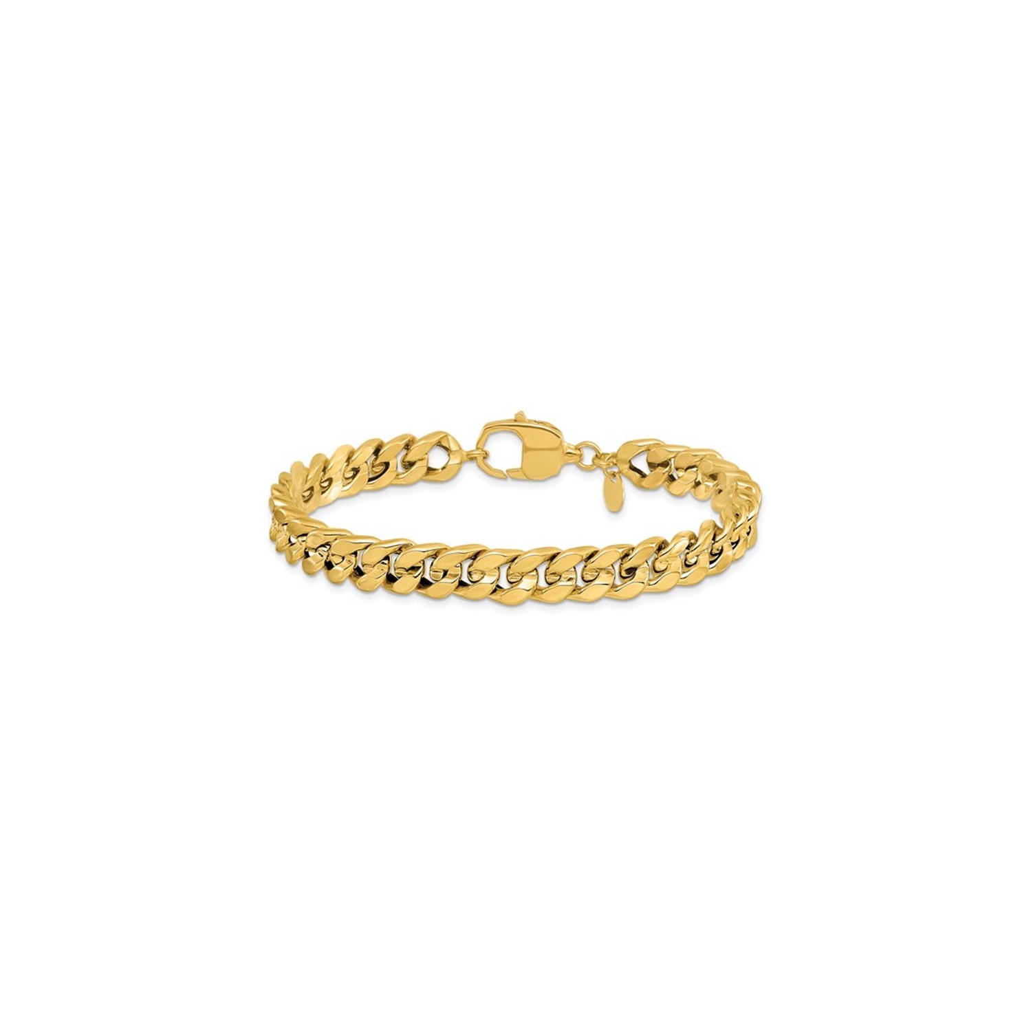 Bracelet homme à mailles gourmettes polies, or jaune 14K K