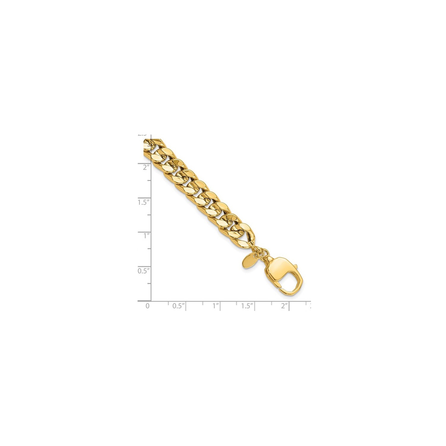 Bracelet homme à mailles gourmettes polies, or jaune 14K K