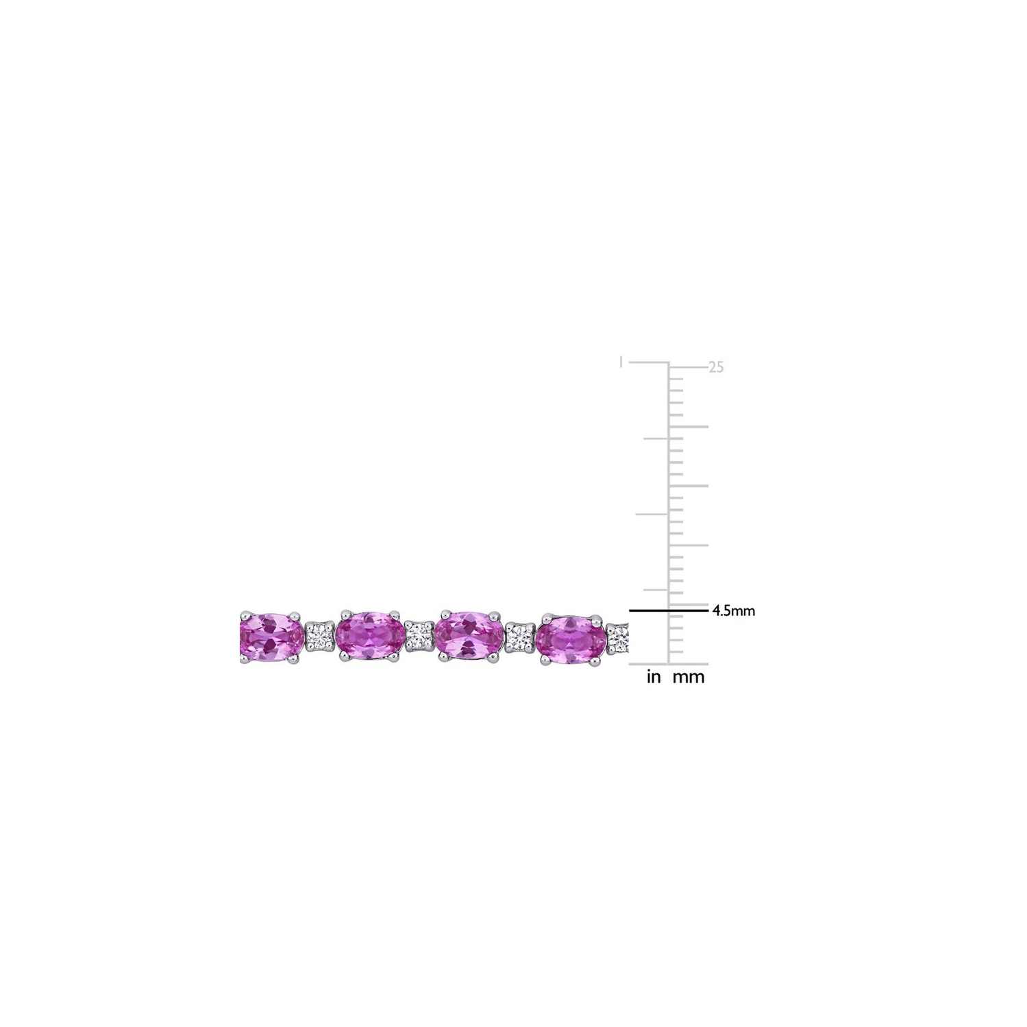 Bracelet en argent sterling avec saphirs synthétiques roses et blancs d'14,00 carat (7,25 po)