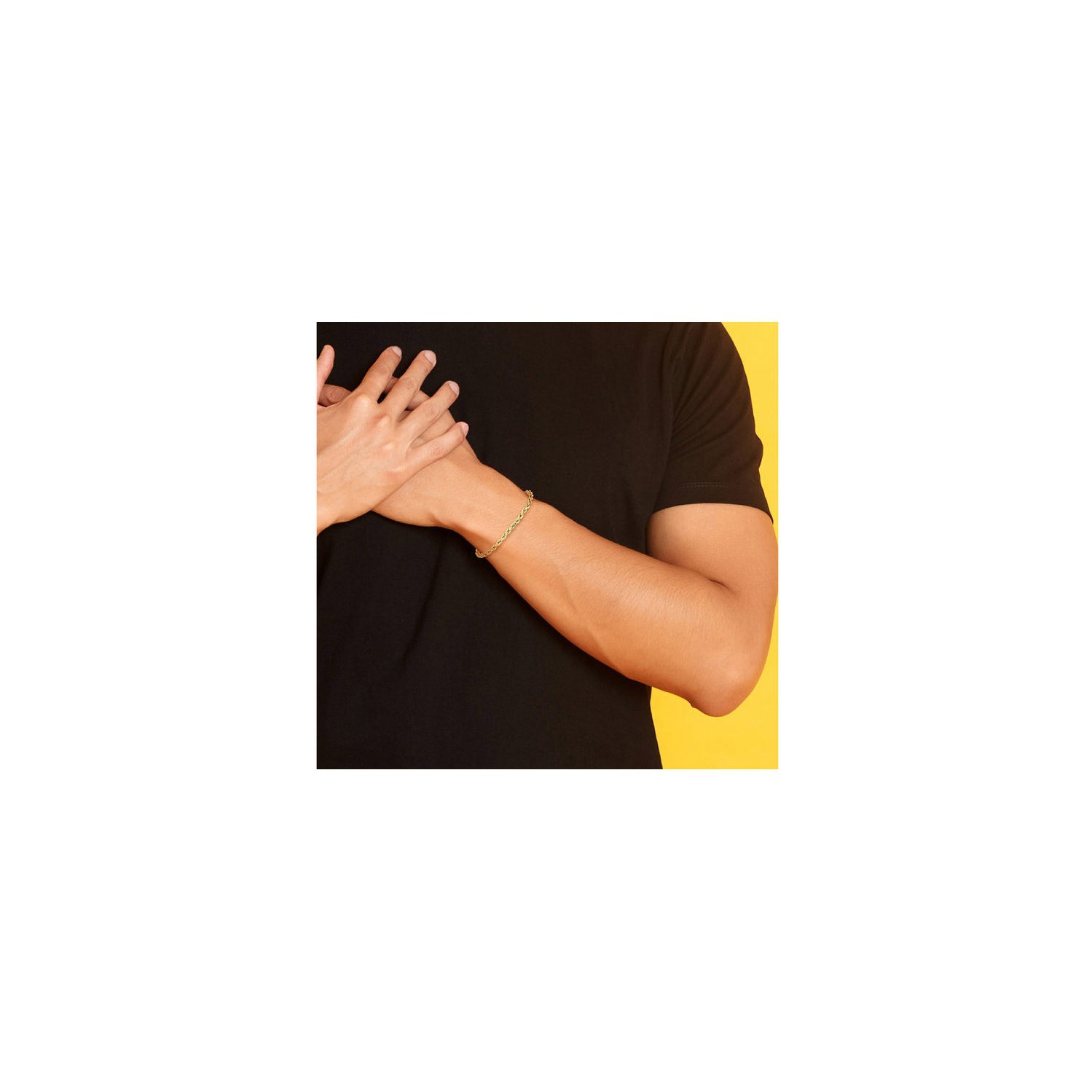 Mens Rope Chain Bracelet in 14K Yellow Gold