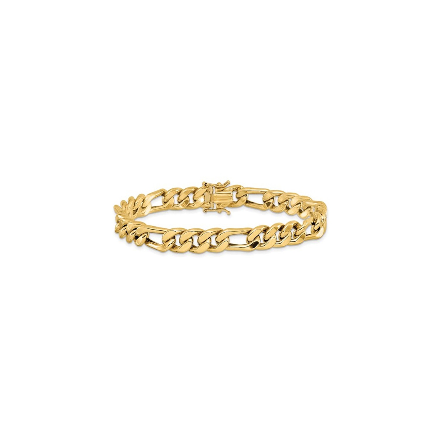 Bracelet homme à maille figaro polie, or jaune 14K K