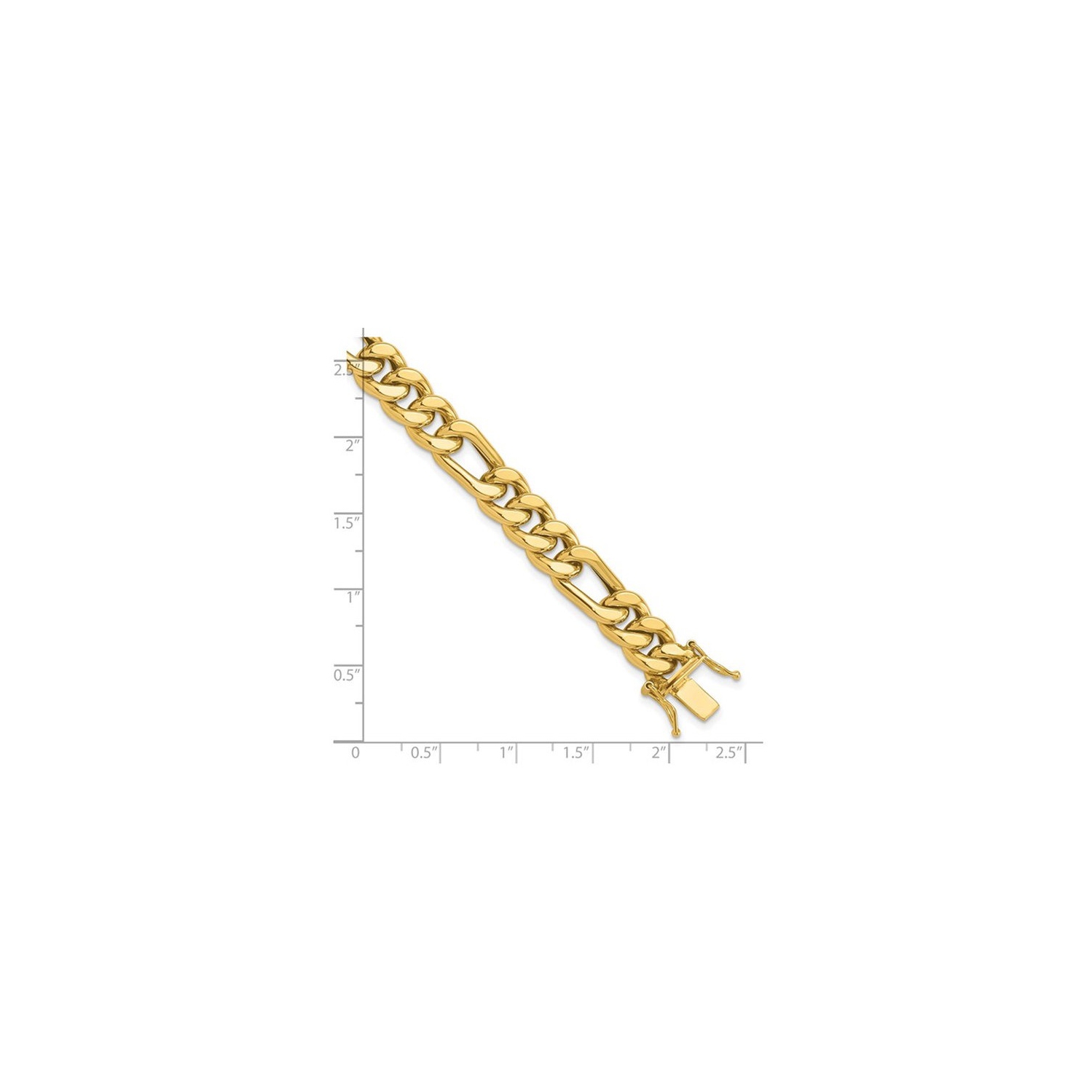 Bracelet homme à maille figaro polie, or jaune 14K K