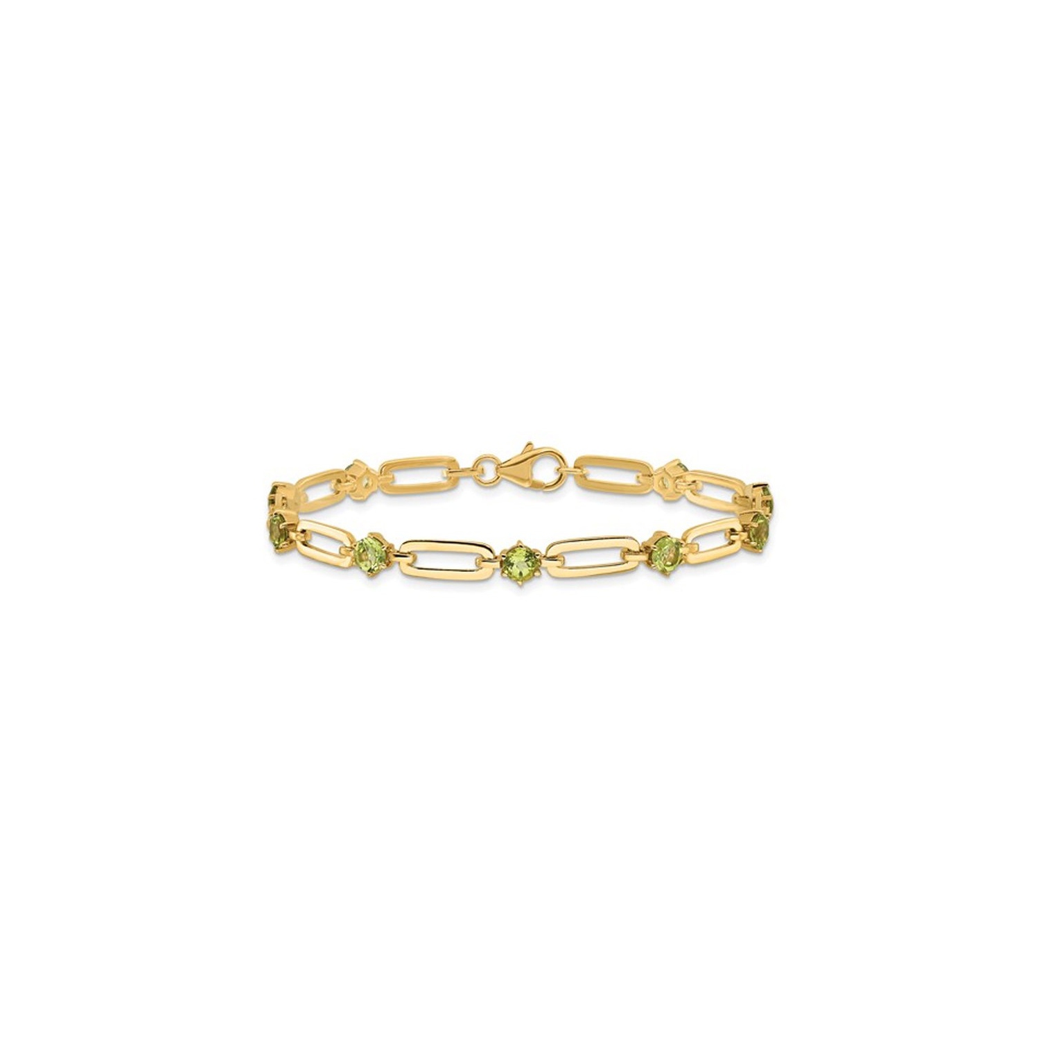 Bracelet en chaîne à trombones avec péridot d'3,60&nbsp;carat en argent sterling jaune