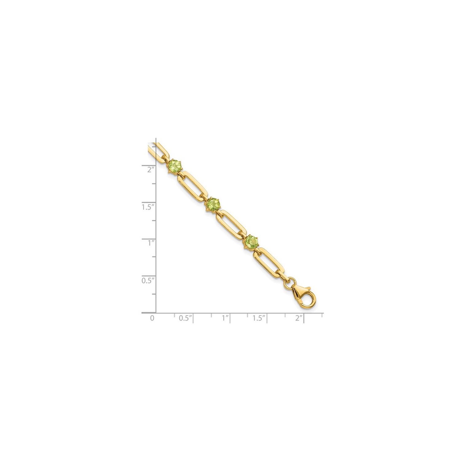 Bracelet en chaîne à trombones avec péridot d'3,60&nbsp;carat en argent sterling jaune