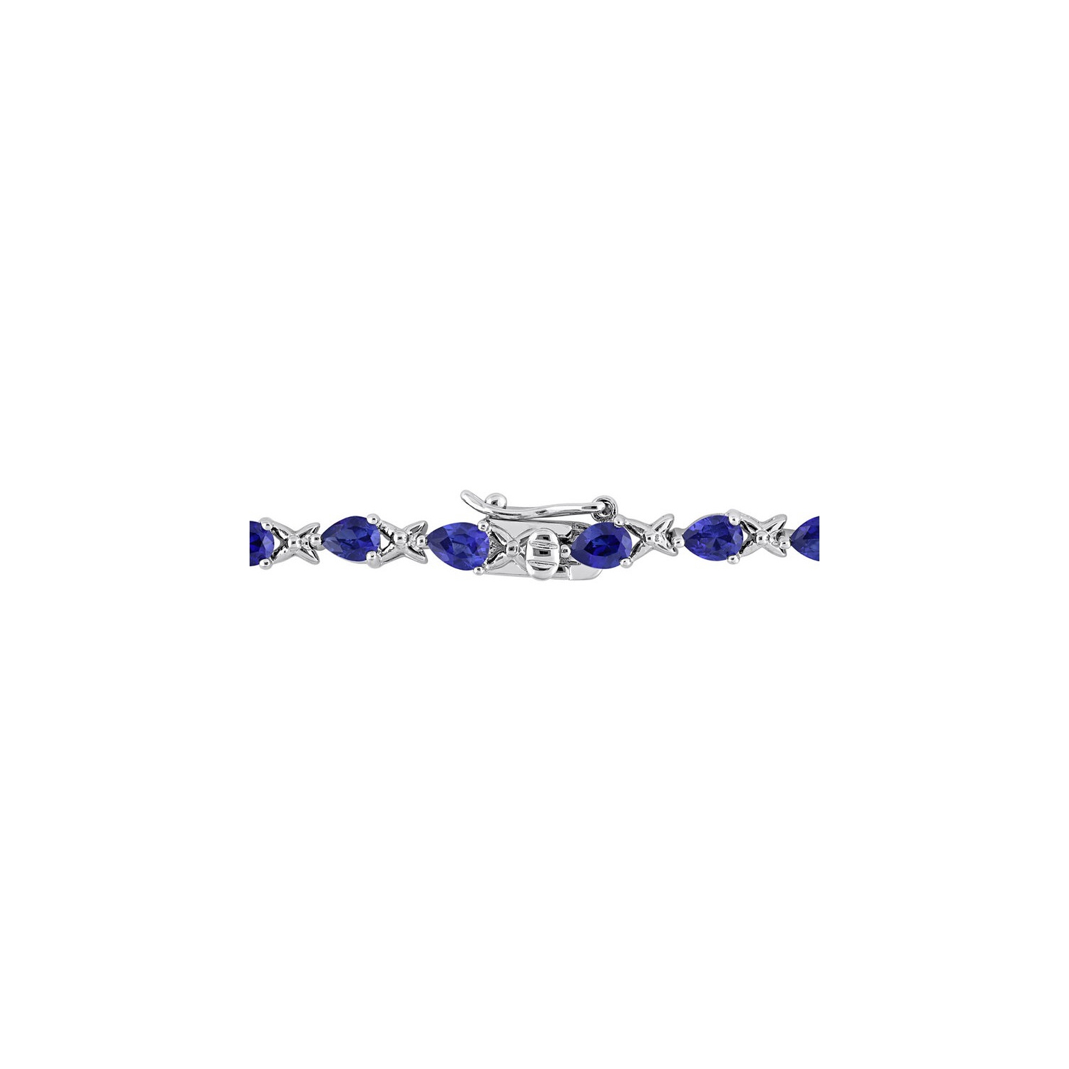 Bracelet à maillons en argent sterling avec saphirs bleus synthétiques de 5,28 carat (7,25 po)