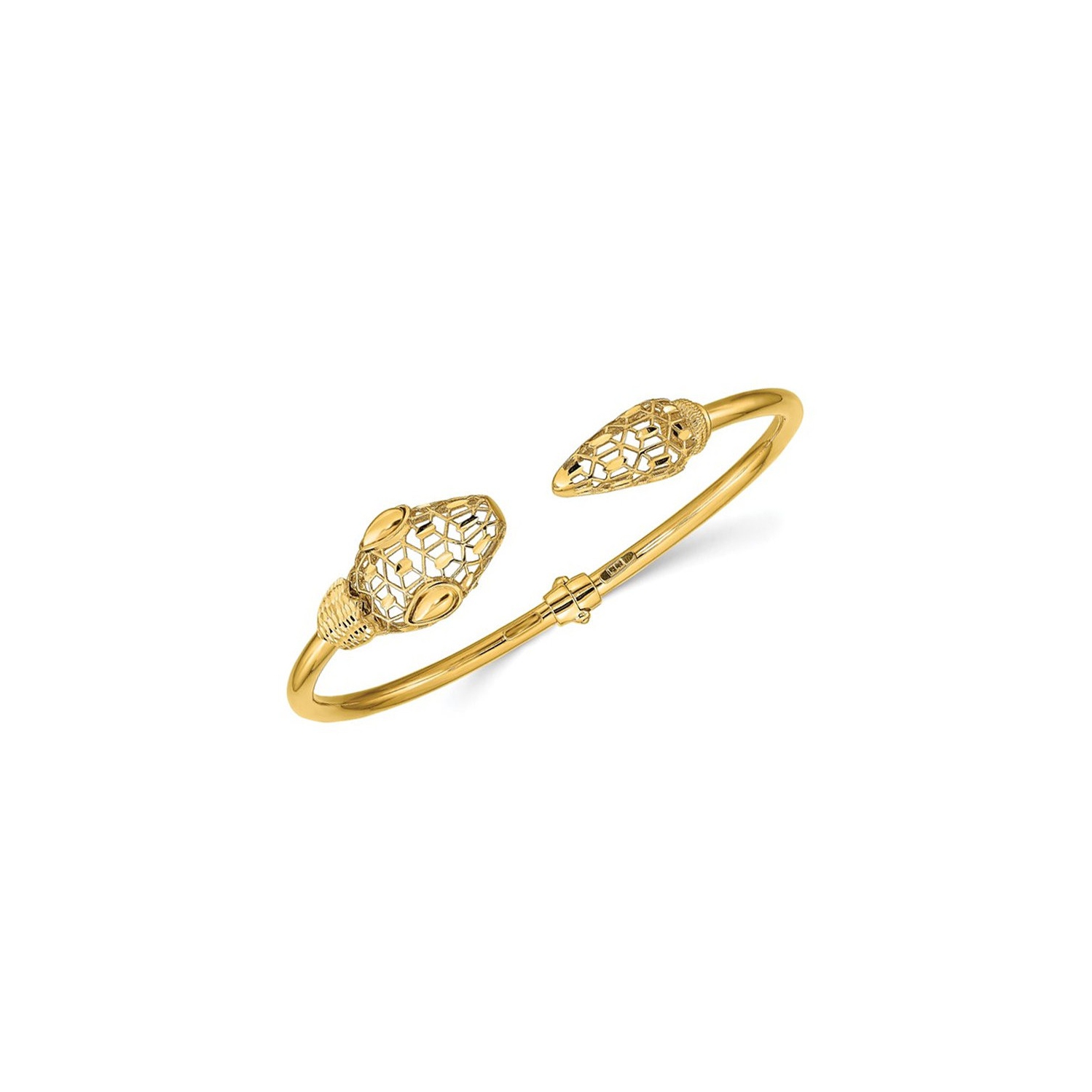 Bracelet à charnière avec tête de serpent en or jaune 14K ct