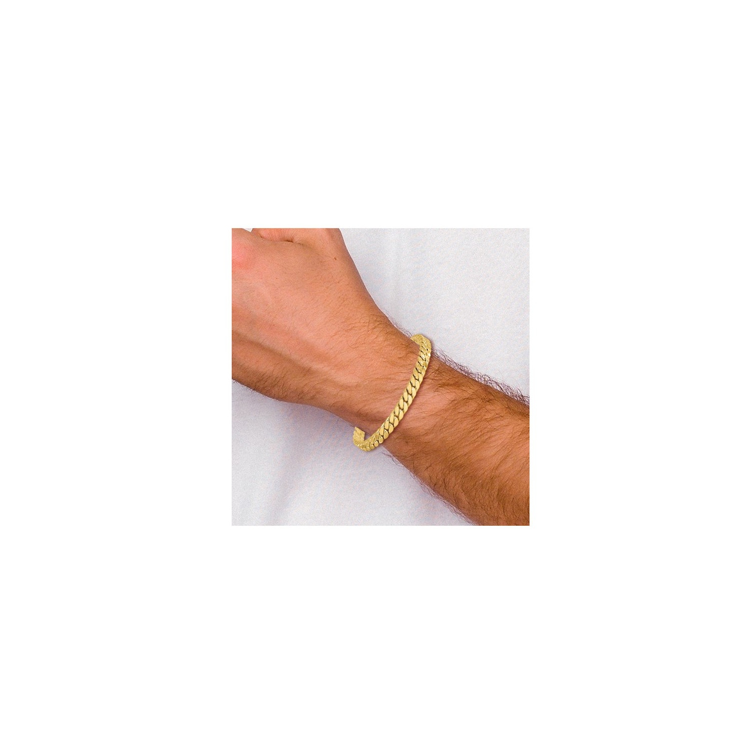 Bracelet homme à mailles fantaisie en or jaune 14K ct poli