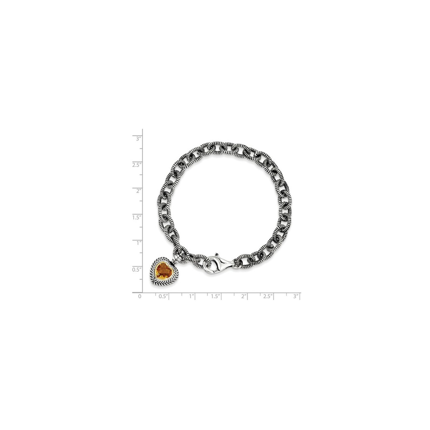Bracelet en argent sterling avec citrine en forme de coeur accent or 14K ct
