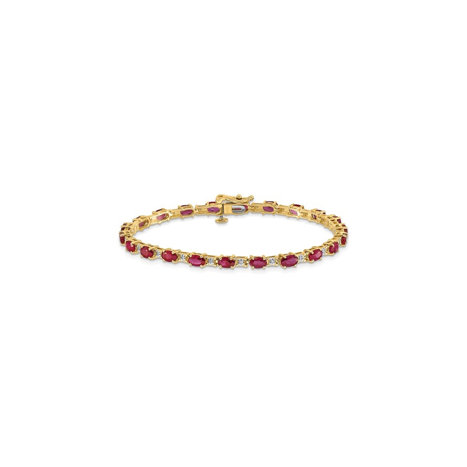 Bracelet en or jaune 10K ct avec rubis d'4,60&nbsp;carat et diamants décoratifs