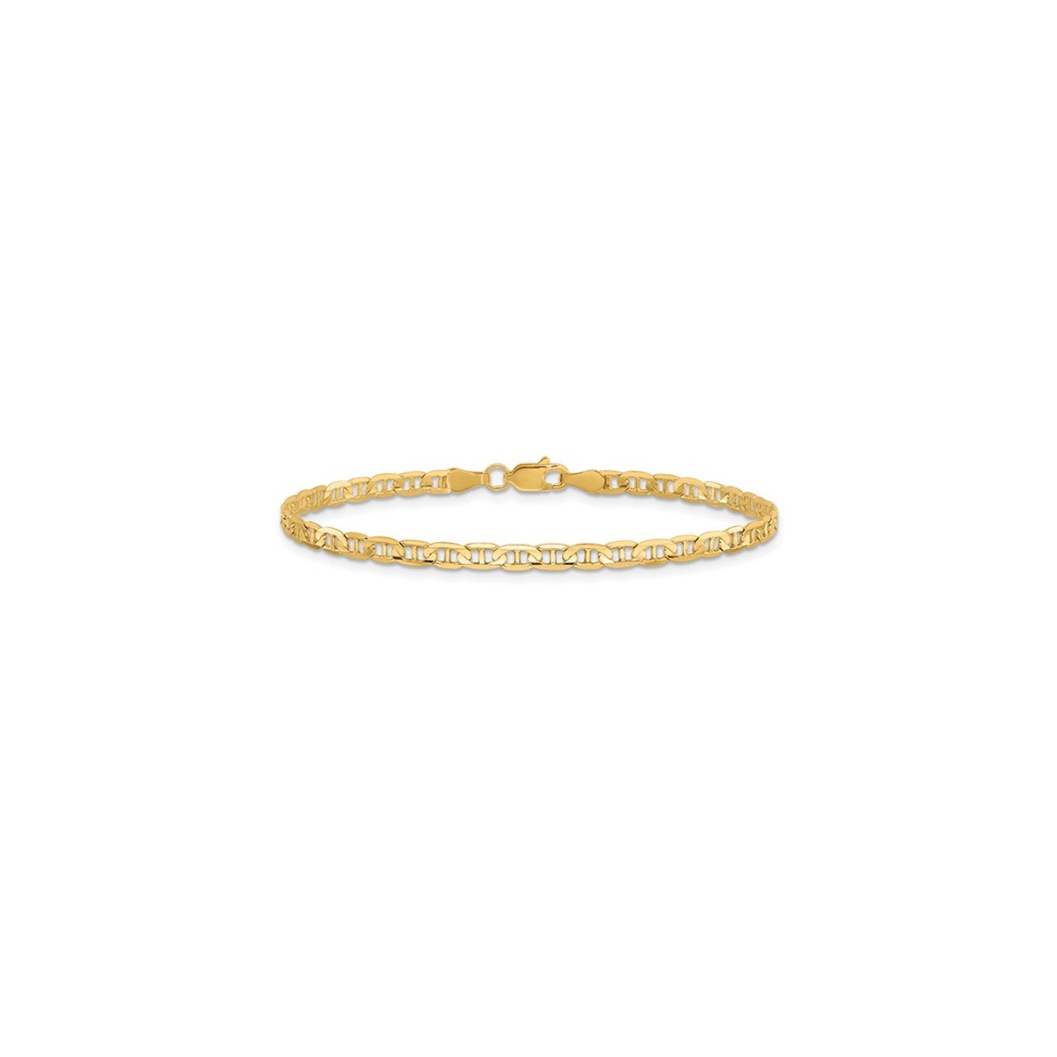 Bracelet à maillons concaves 3&nbsp;mm de 8 po en or jaune 14K ct