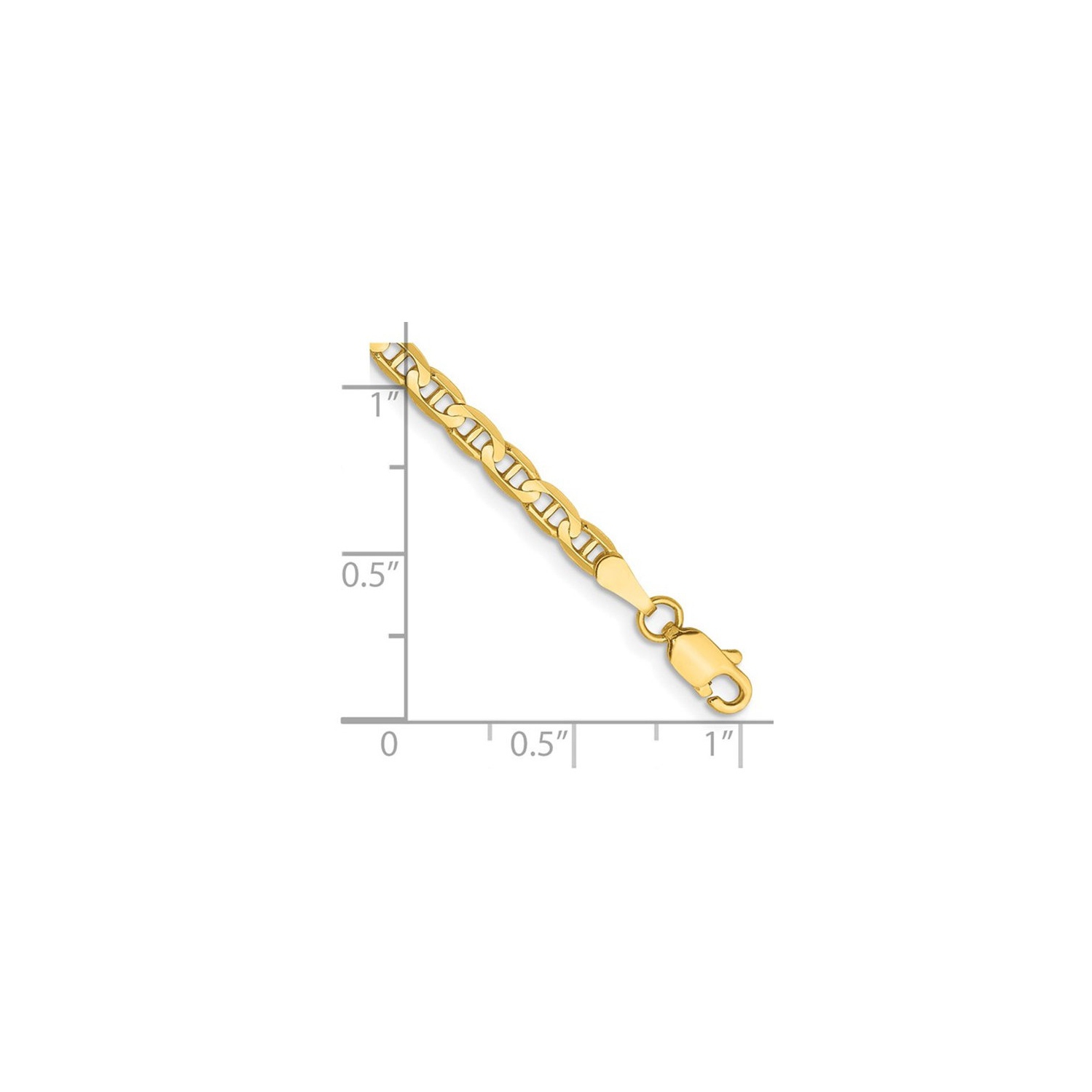 Bracelet à maillons concaves 3&nbsp;mm de 8 po en or jaune 14K ct