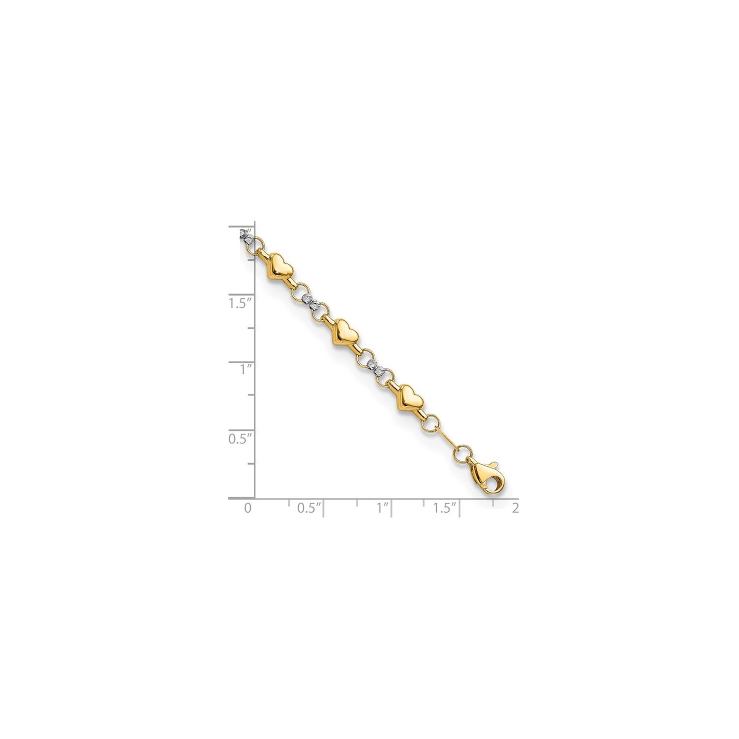 Bracelet à maillons en coeur en or jaune 14K ct