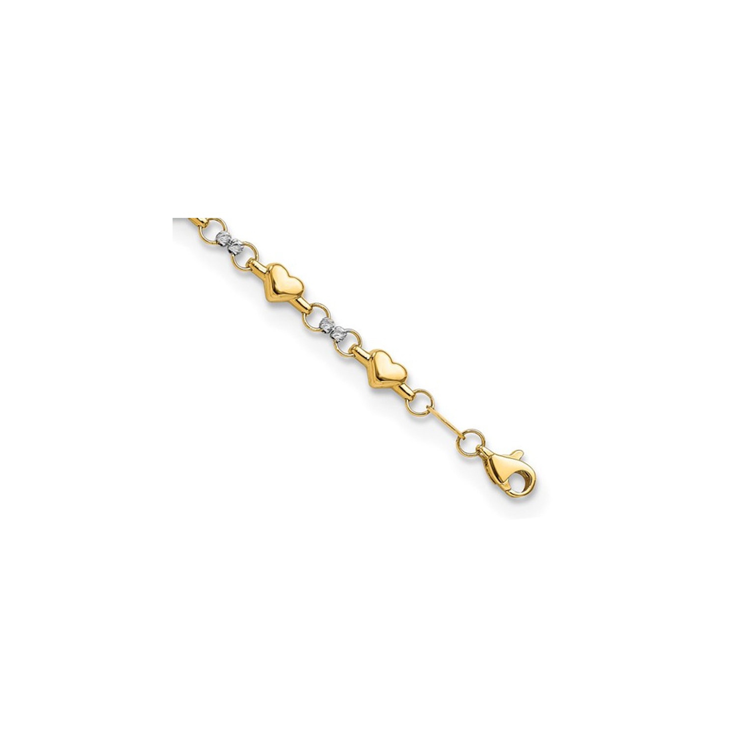 Bracelet à maillons en coeur en or jaune 14K ct