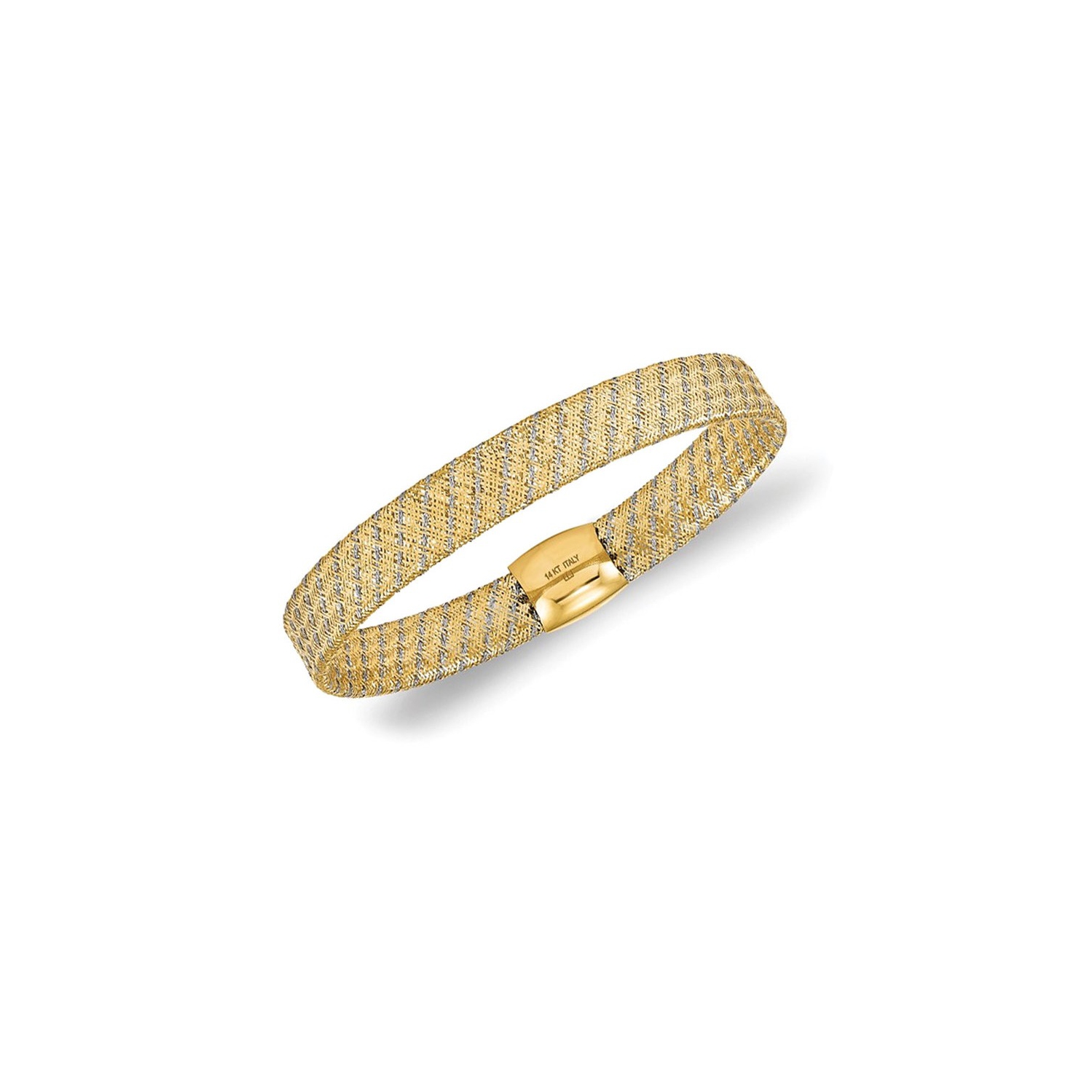Bracelet élastique en or jaune et blanc 14K ct