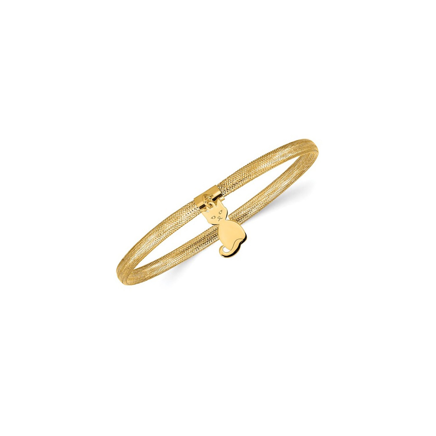 Bracelet élastique en mailles de chat, or jaune 14K ct