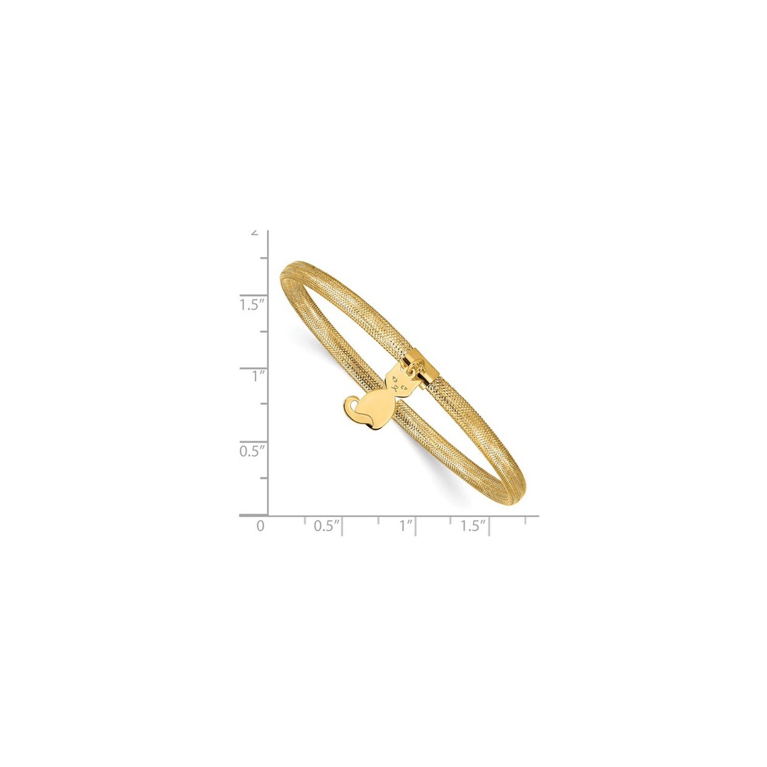 Bracelet élastique en mailles de chat, or jaune 14K ct