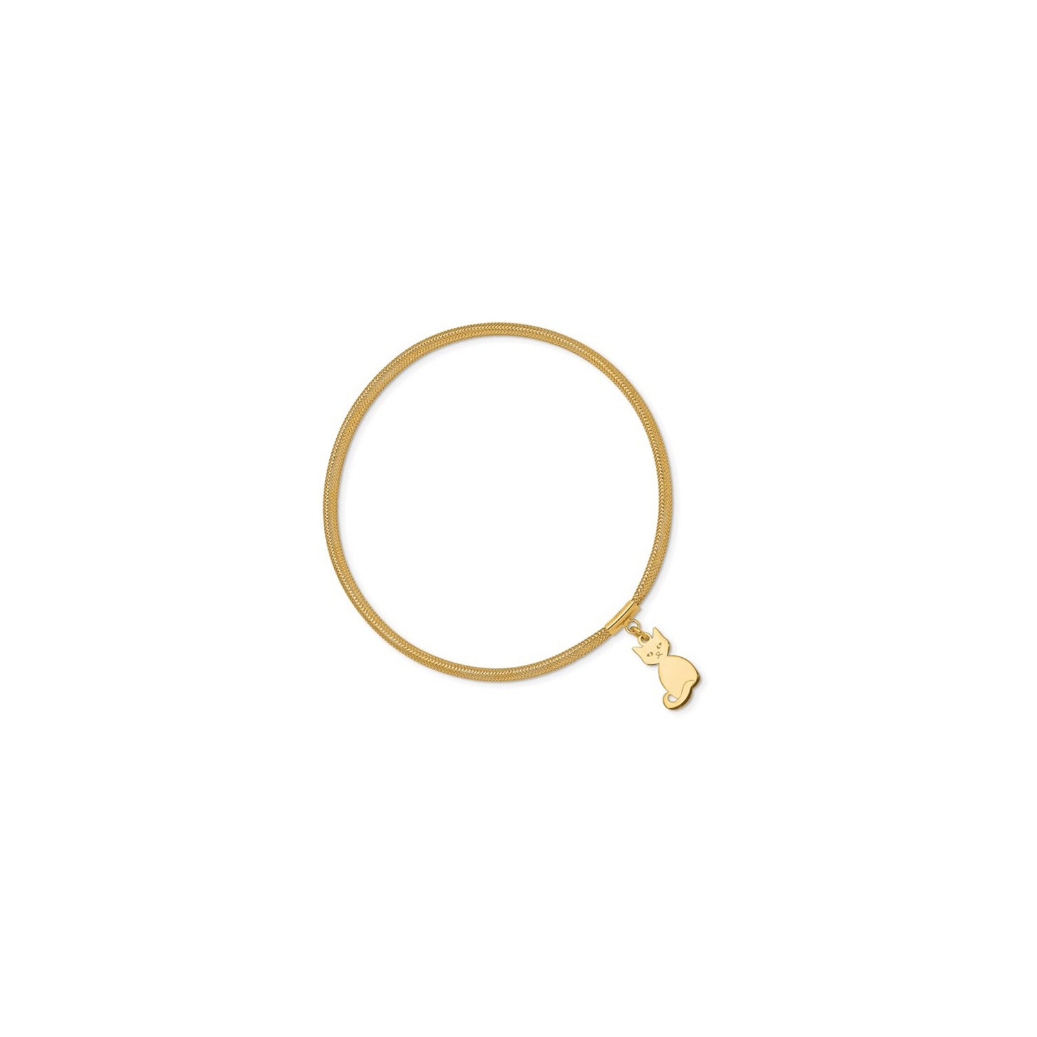 Bracelet élastique en mailles de chat, or jaune 14K ct