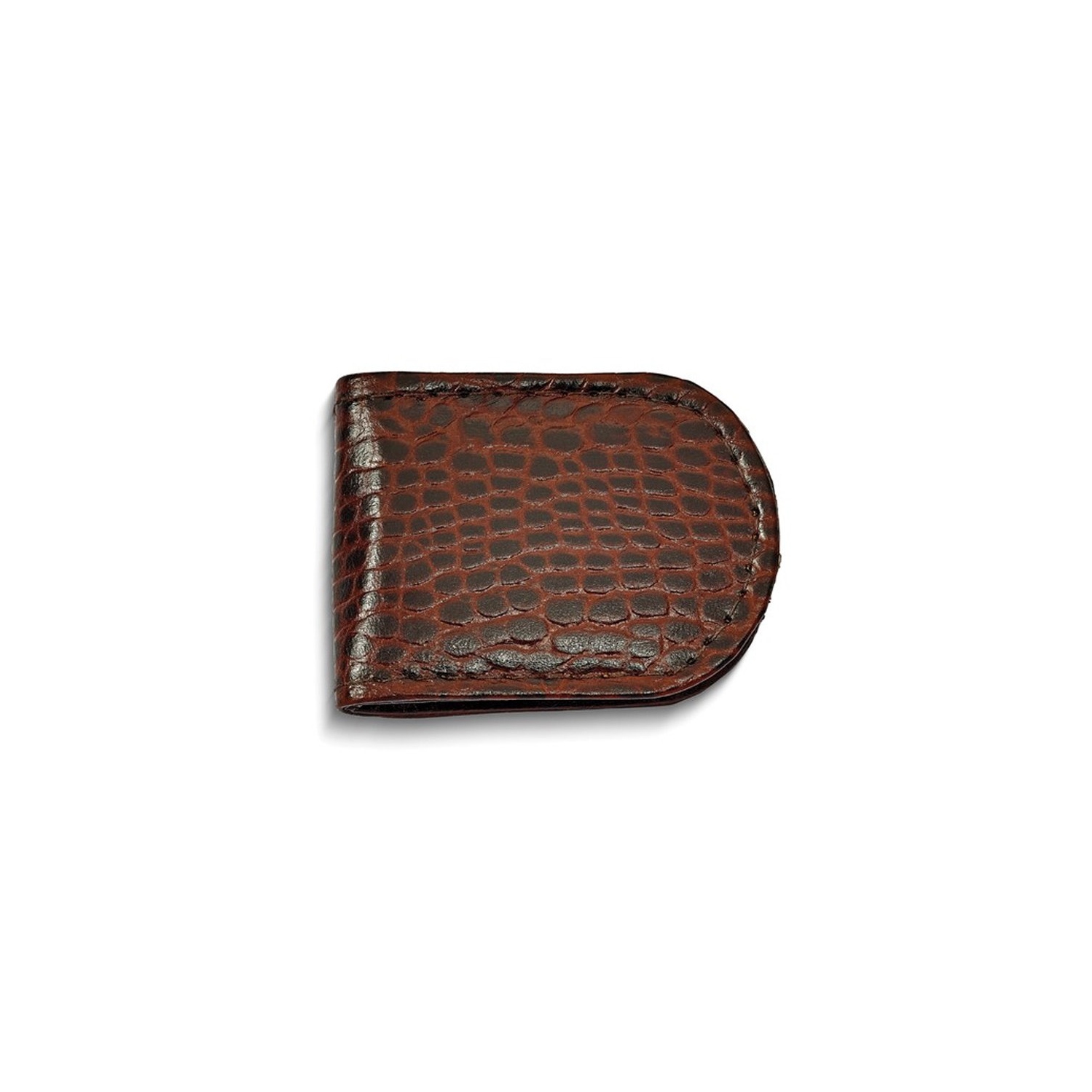 Pince à billets magnétique en cuir crocodile brun