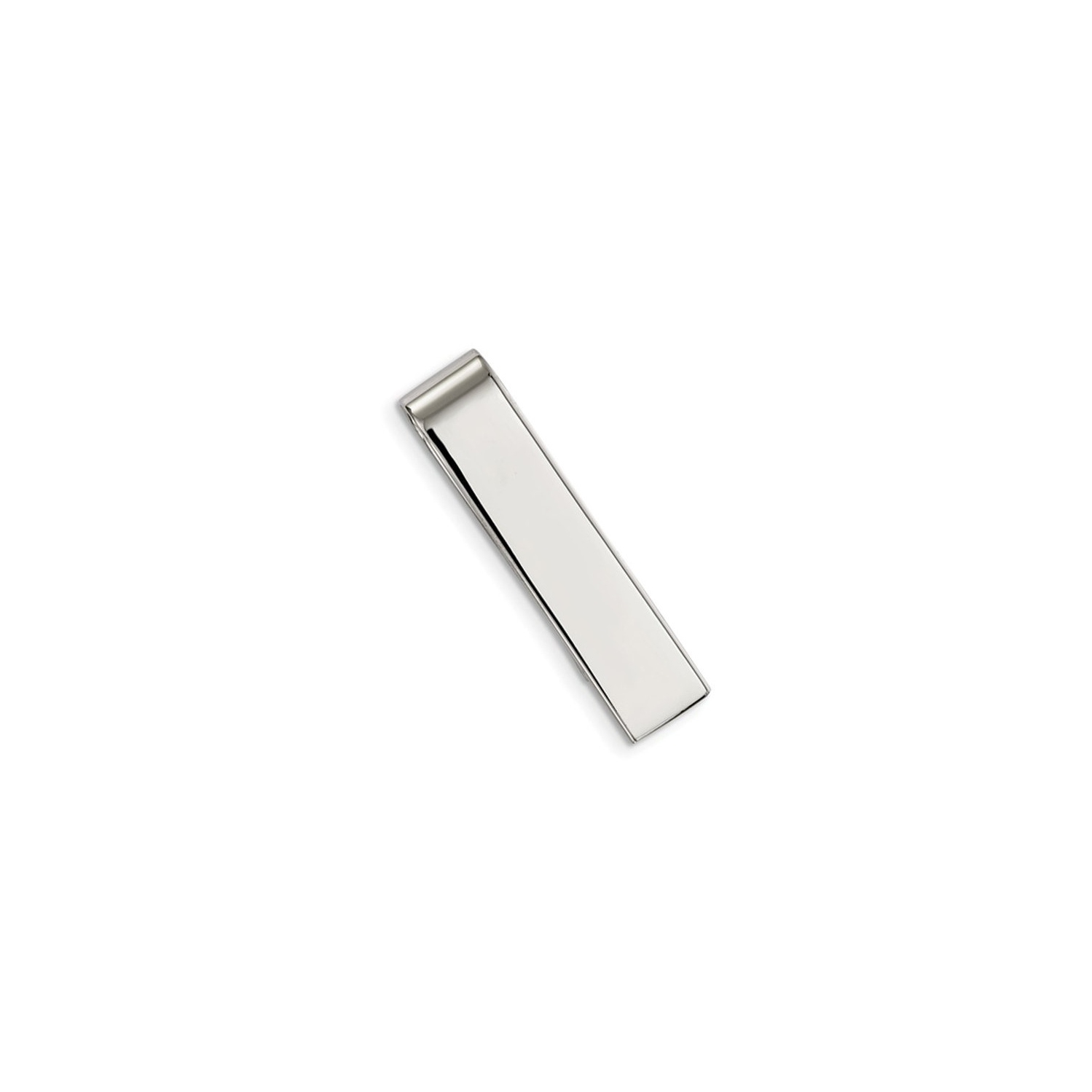 Mens Stainless Steel Polished Money Clip and Tie Bar In One
