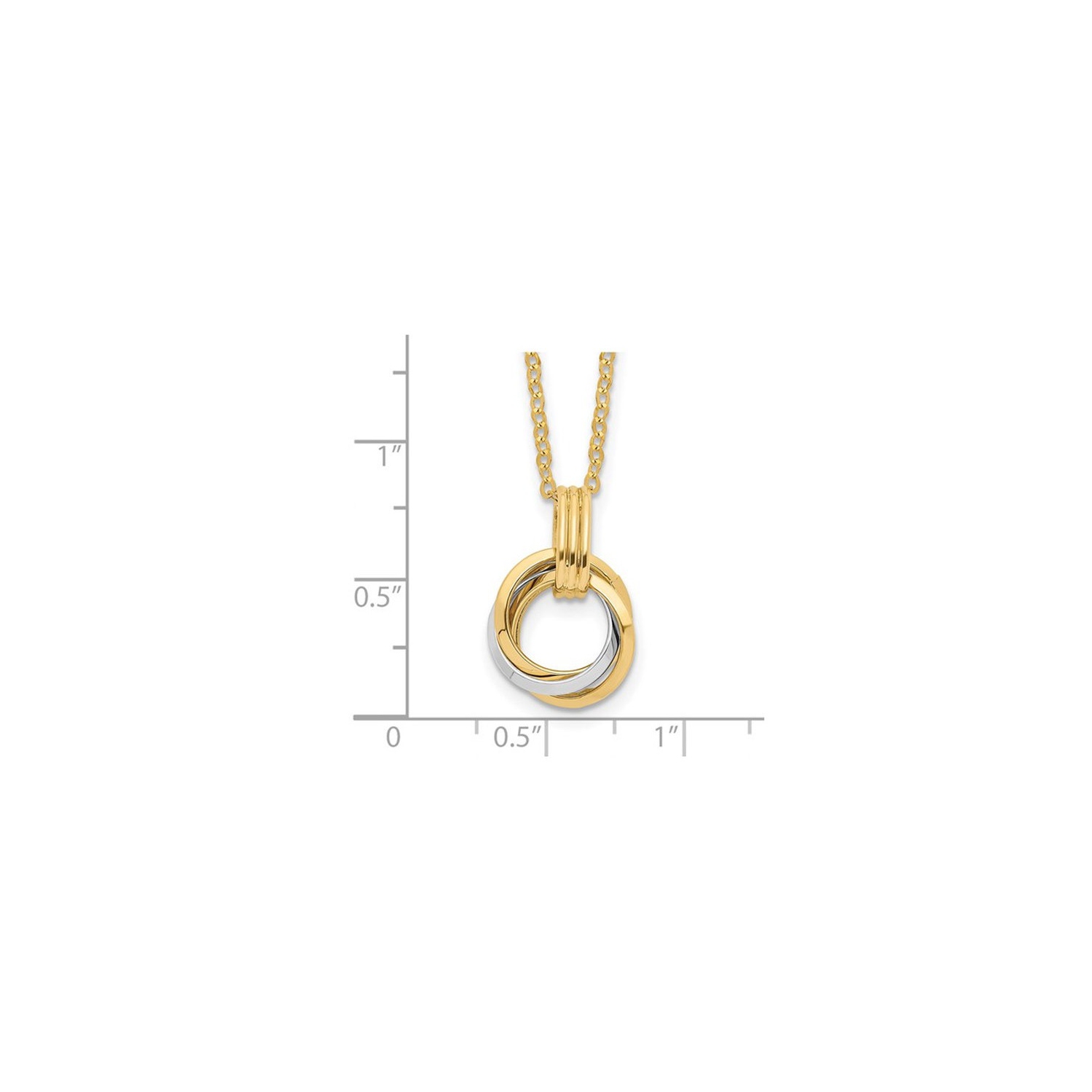 14K Yellow and White Gold Interlocking Circle Necklace