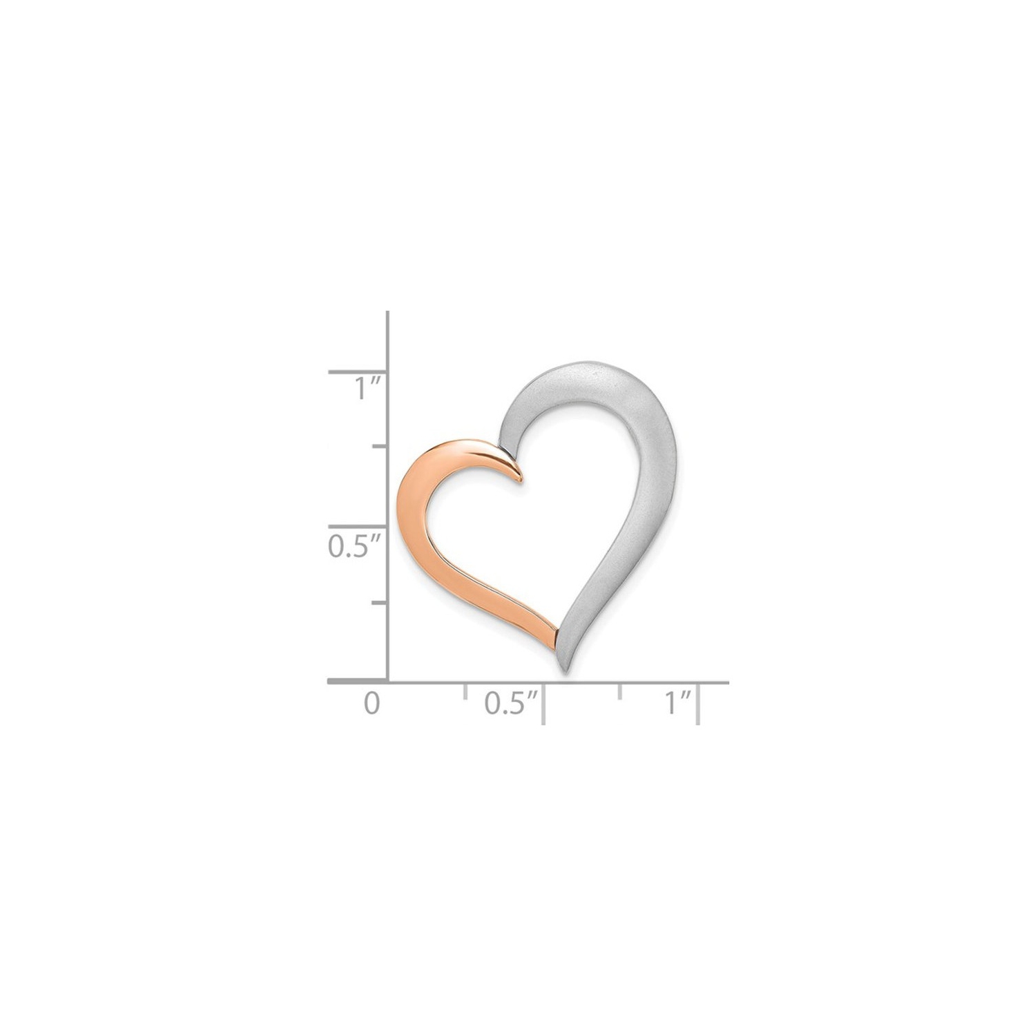 14K Yellow and Rose Gold Polished Heart Pendant Necklace with Chain