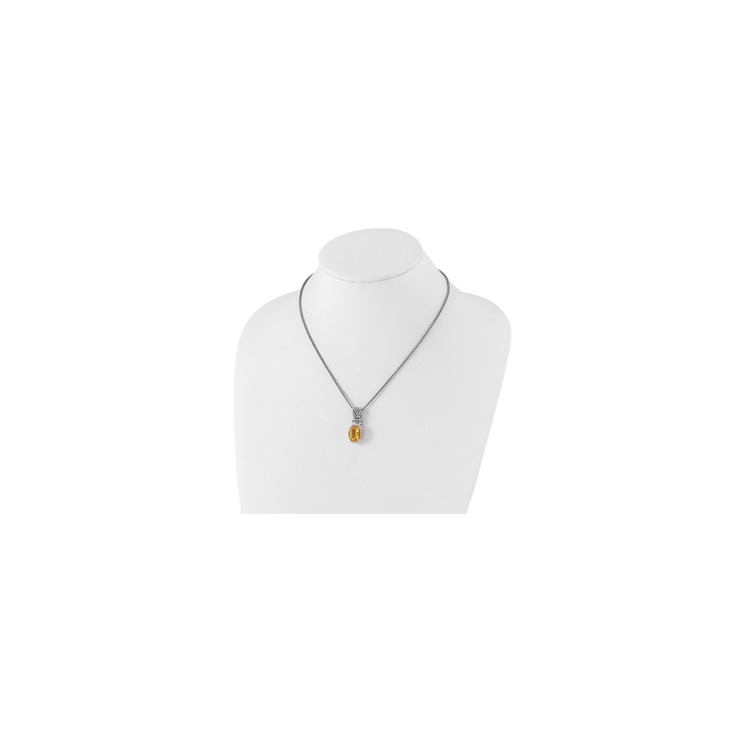 5.50 Carat Citrine Drop Pendant Necklace in Antiqued Sterling Silver with Chain