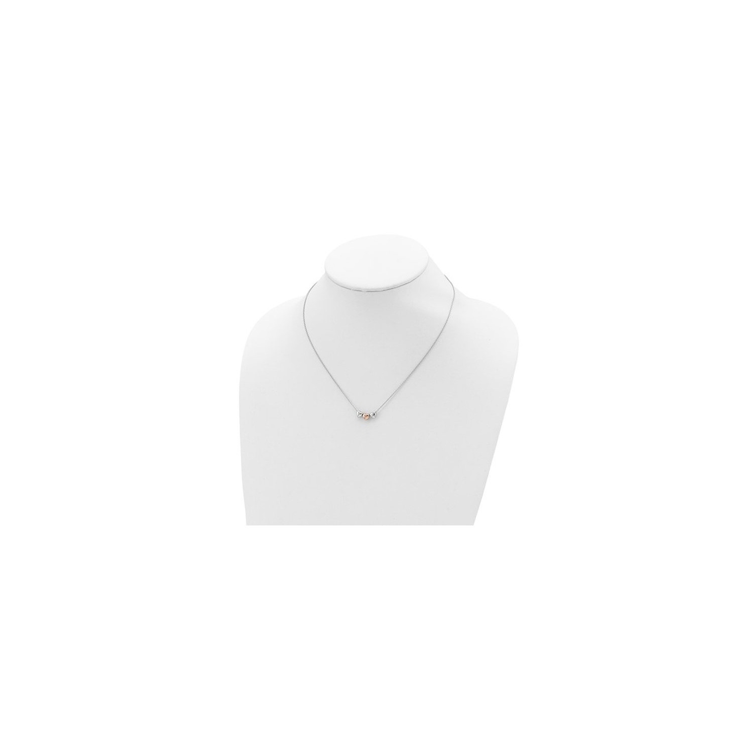 Sterling Silver Three Colored Puffed Heart Necklace