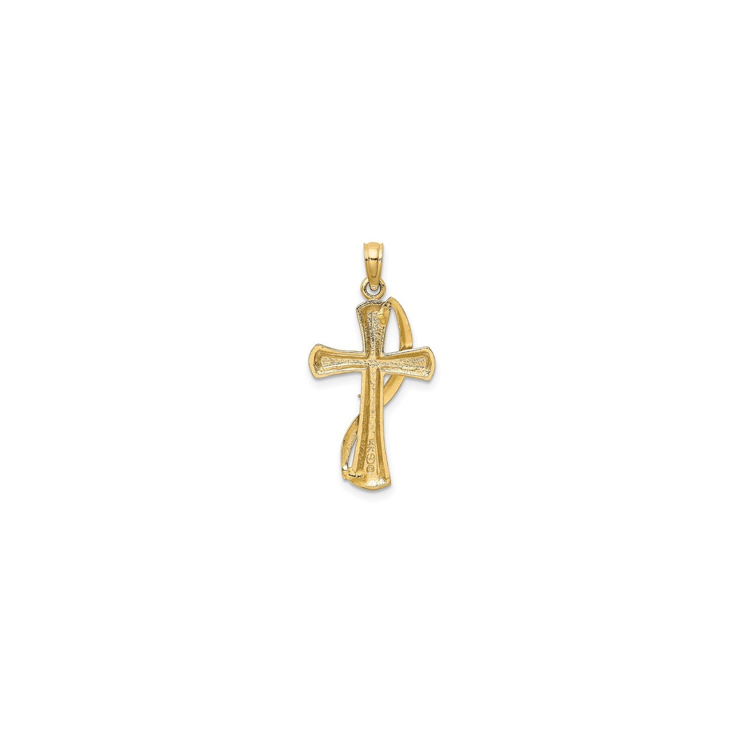 Cross Pendant Necklace in 14K Yellow and White Gold with Chain