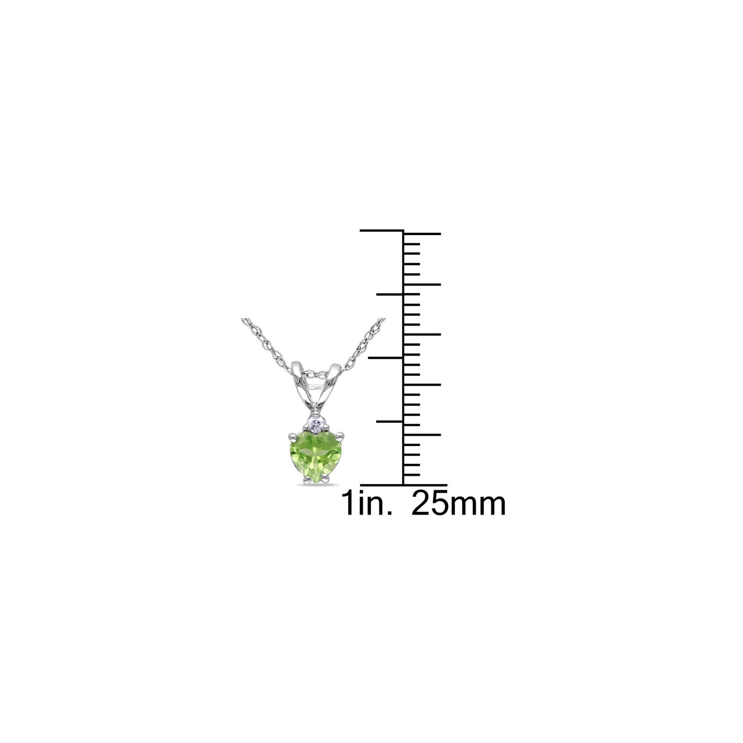 1/2 Carat Peridot Heart Pendant Necklace in 10K White Gold with Chain