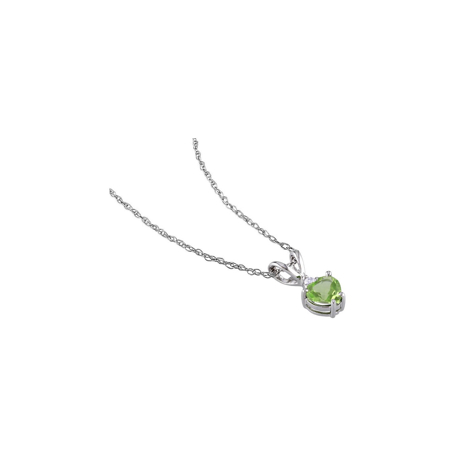 1/2 Carat Peridot Heart Pendant Necklace in 10K White Gold with Chain