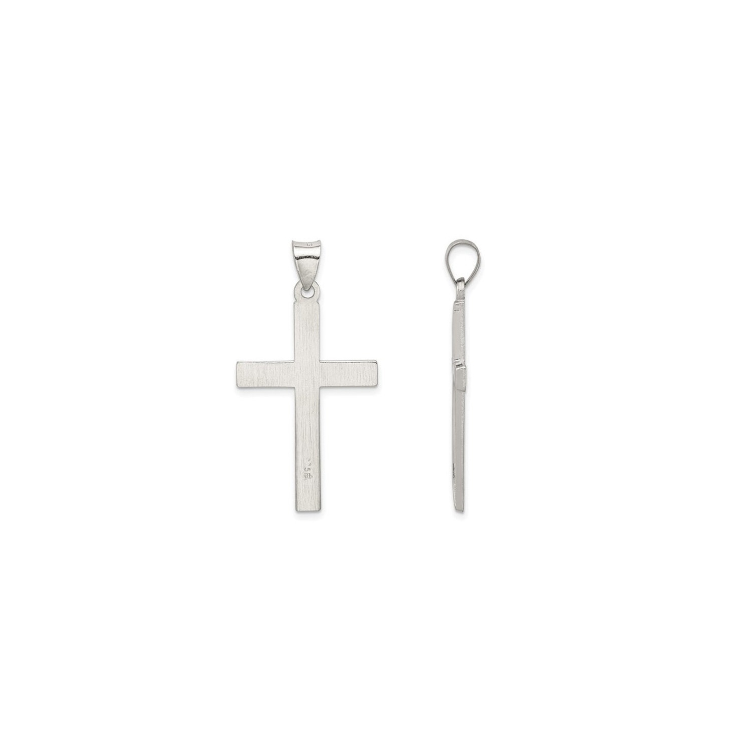 Sterling Silver Brushed and Polished Latin Cross Pendant Necklace with Chain