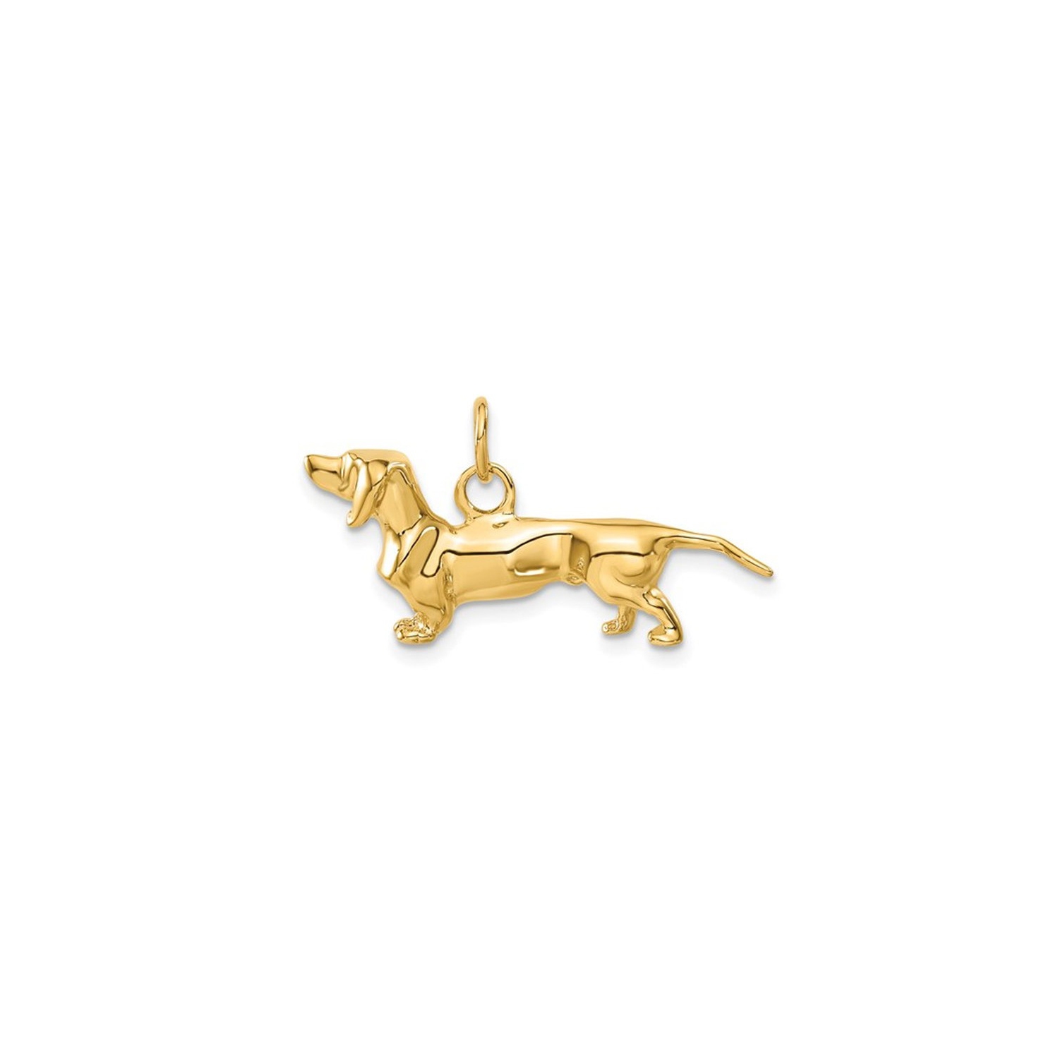 14K Yellow Gold 3D Dachshund Dog Charm Pendant