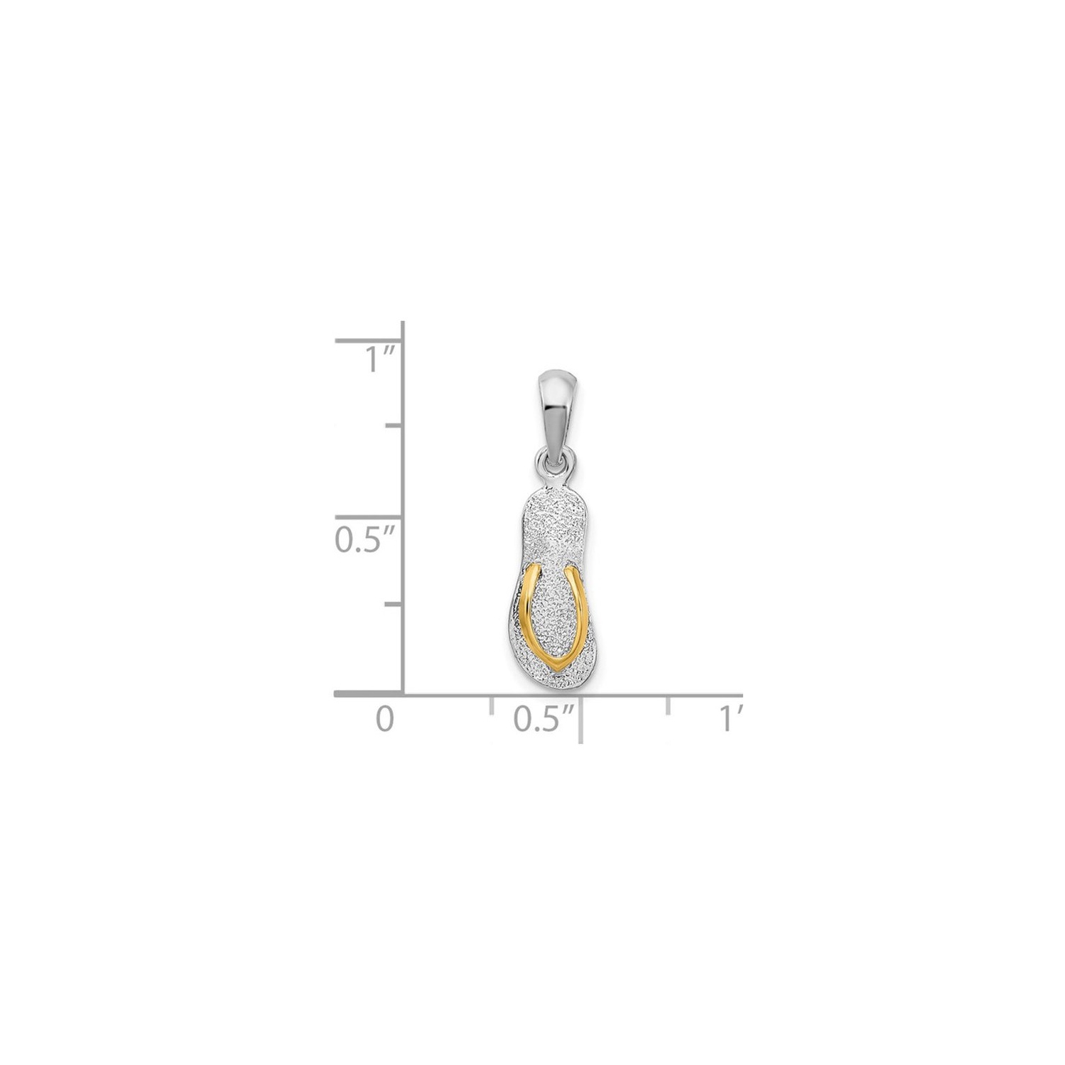 Sterling Silver 3D Flip-Flop Sandal Charm Pendant with Chain