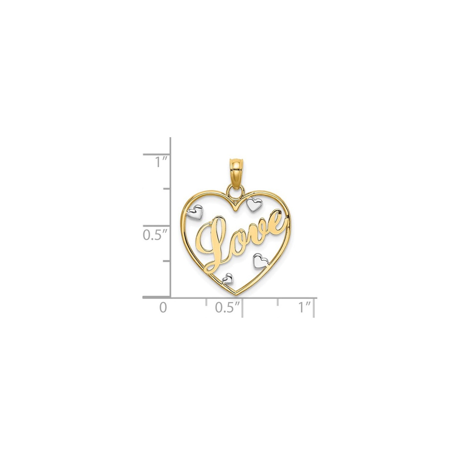 10K Yellow Gold Love Heart Pendant Necklace with Chain