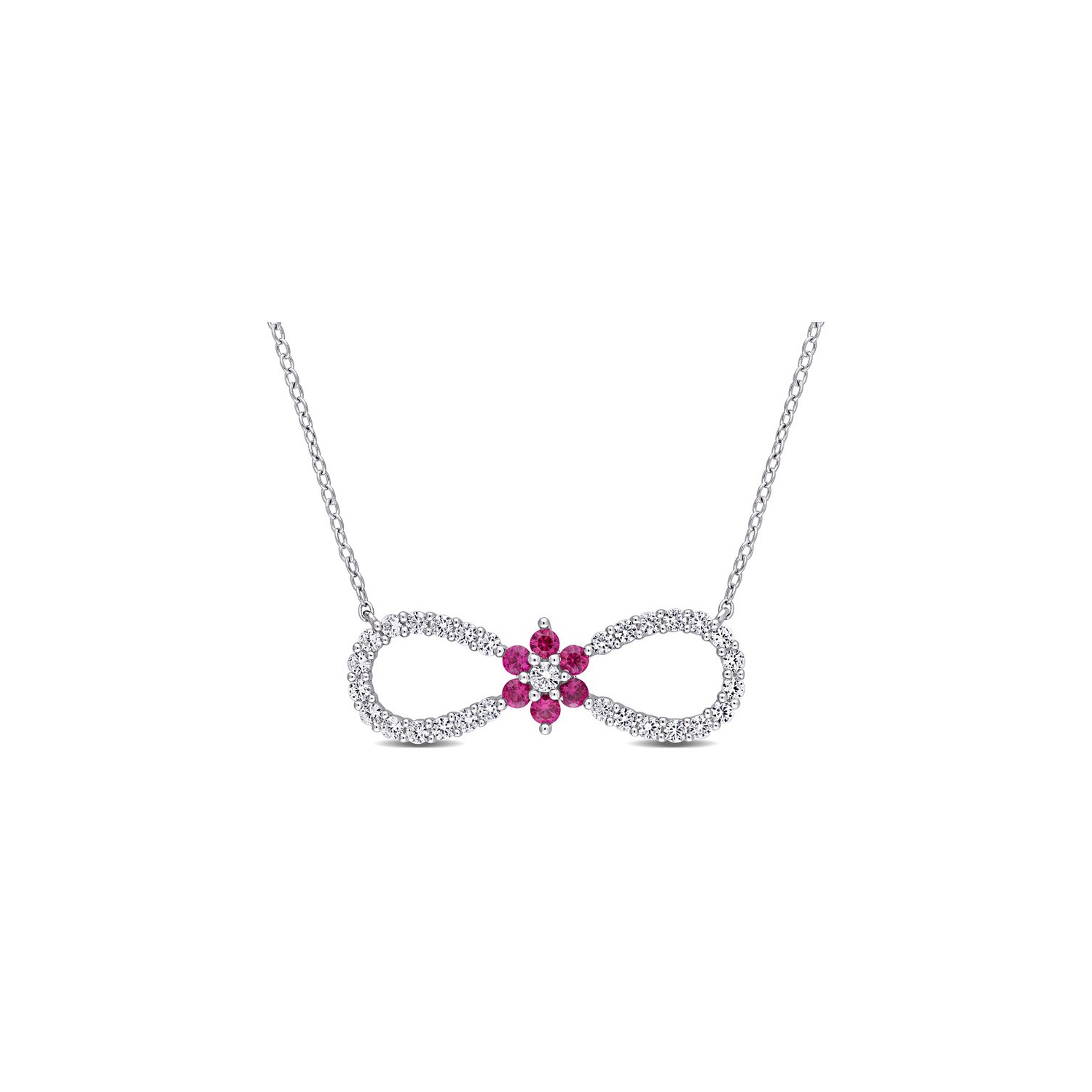 1.20 Carat Lab-Created Ruby and White Sapphire Infinity Pendant in Sterling Silver with Chain